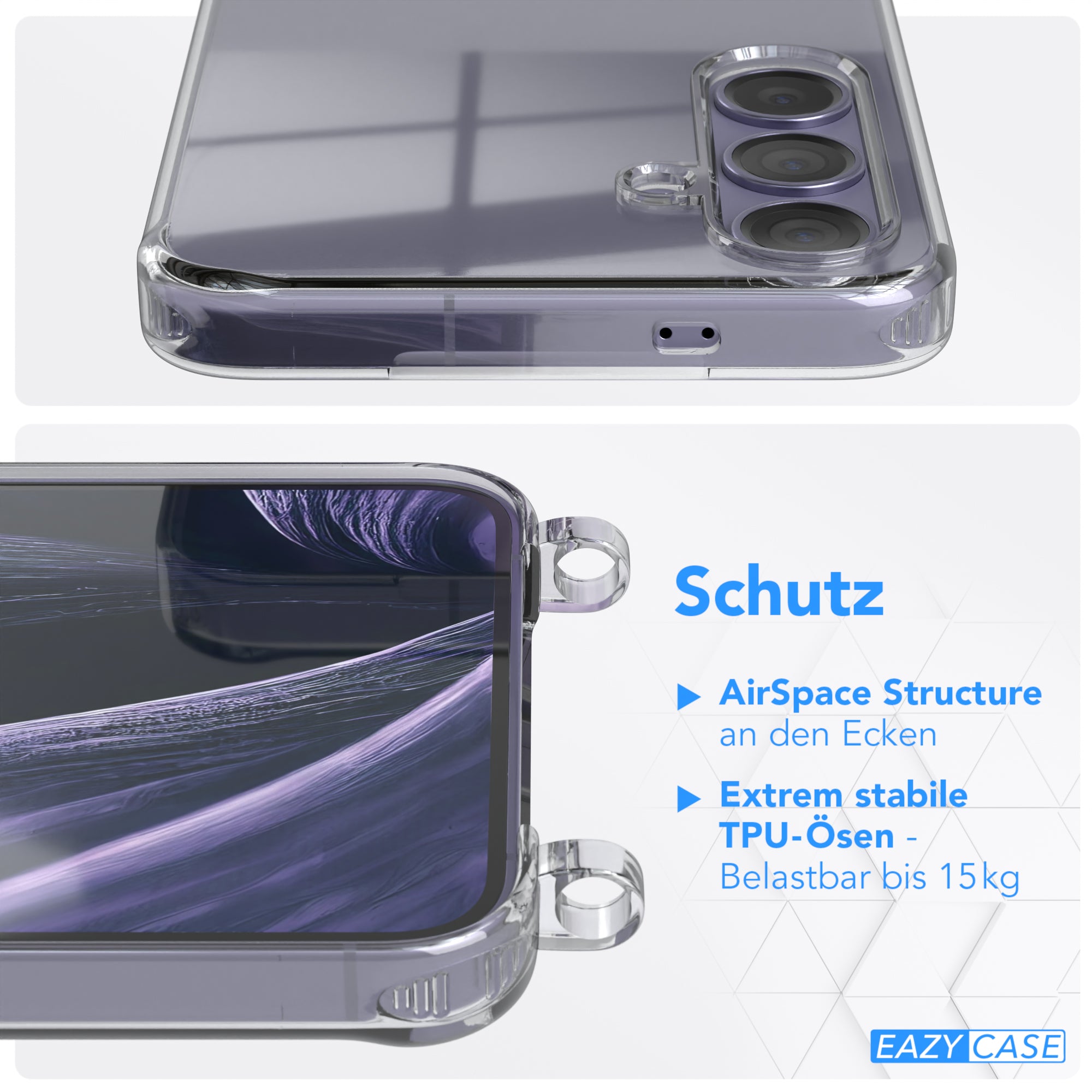 Galaxy S24 Plus Hülle + Kordel mit Karabinern