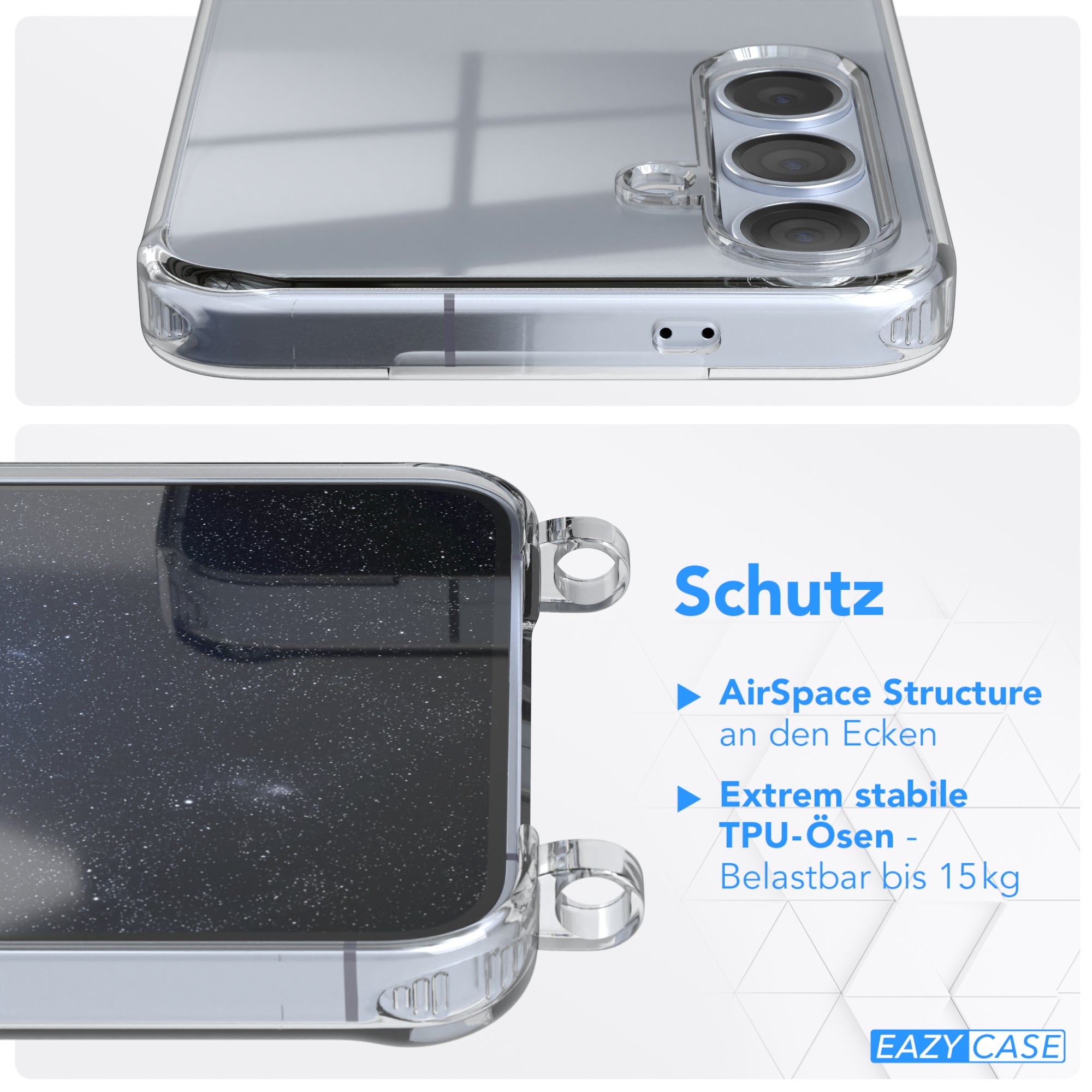 Galaxy S24 Plus Hülle + Kordel mit Karabinern