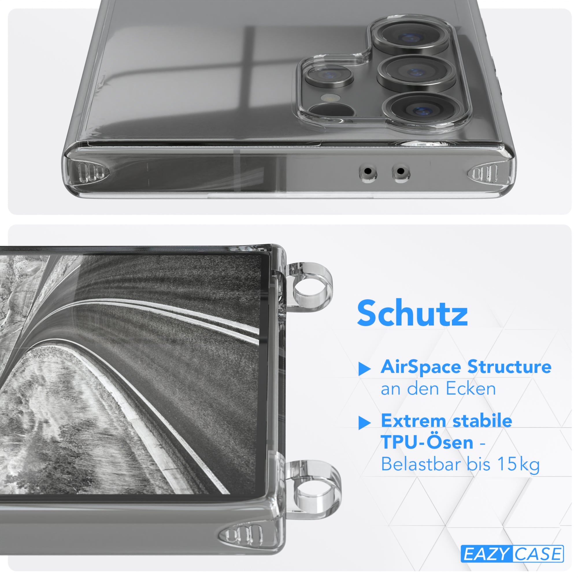 Galaxy S24 Ultra Hülle + Kordel mit Karabinern