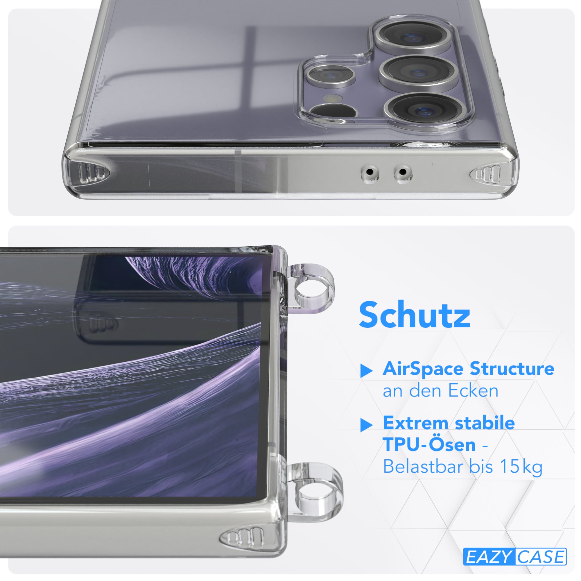 Galaxy S24 Ultra Hülle + Kordel mit Karabinern
