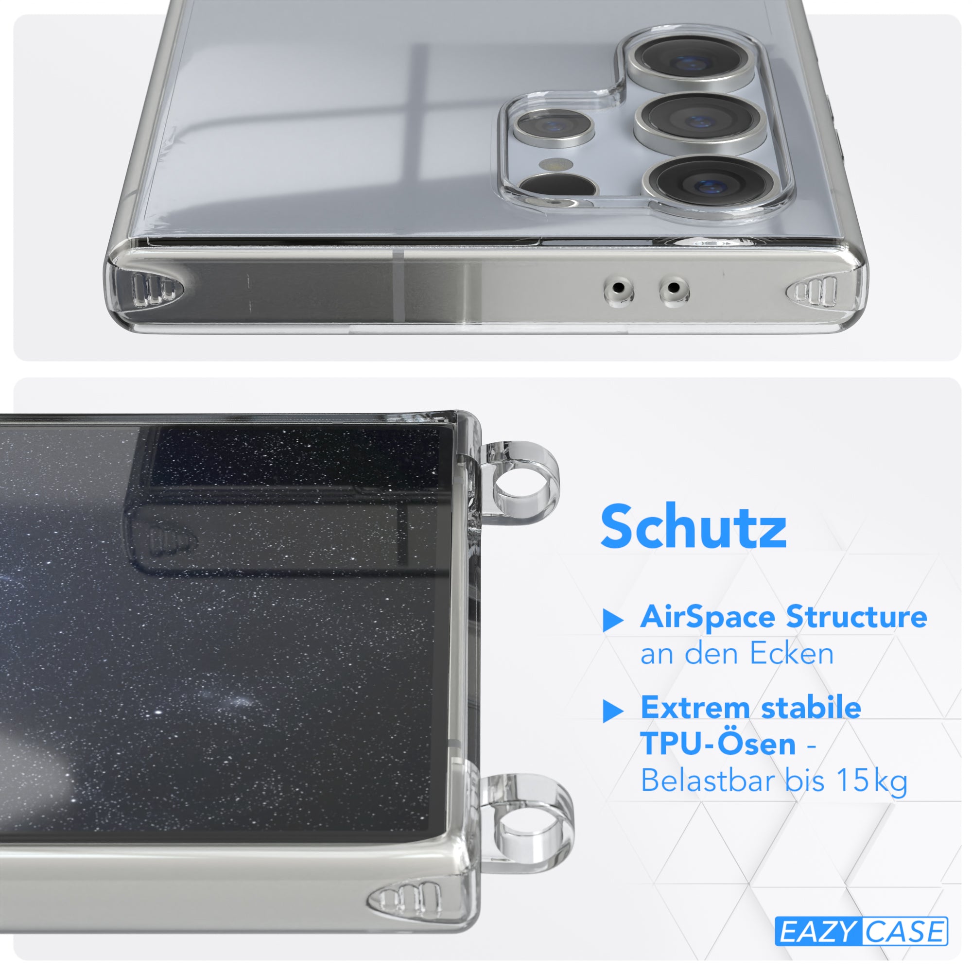 Galaxy S24 Ultra Hülle + Kordel mit Karabinern