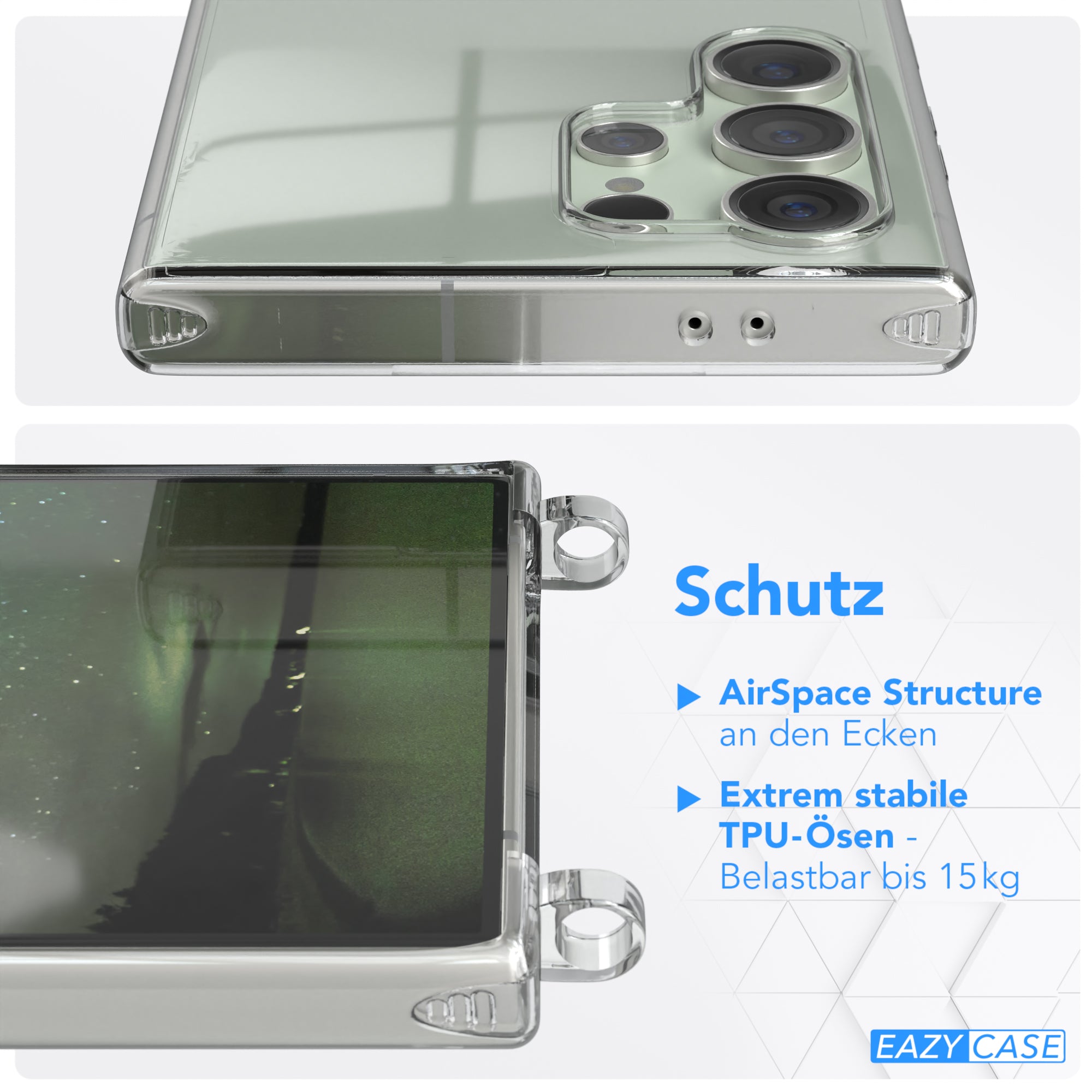 Galaxy S24 Ultra Hülle + Kordel mit Karabinern
