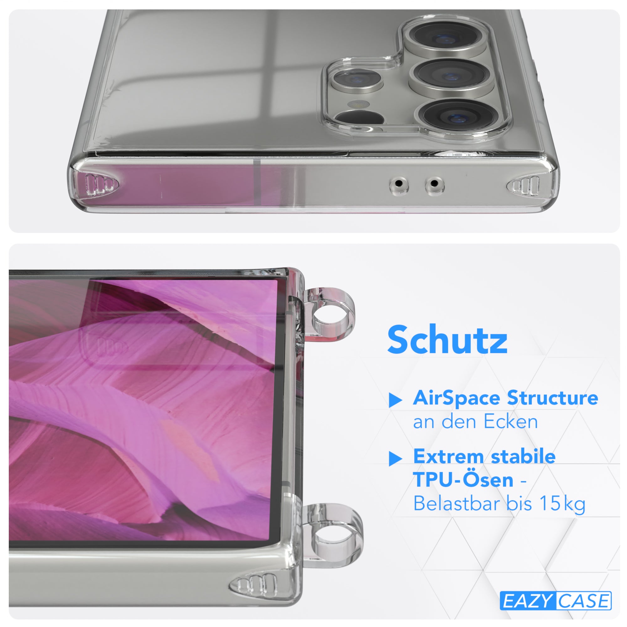 Galaxy S24 Ultra transparente Hülle + Kordel