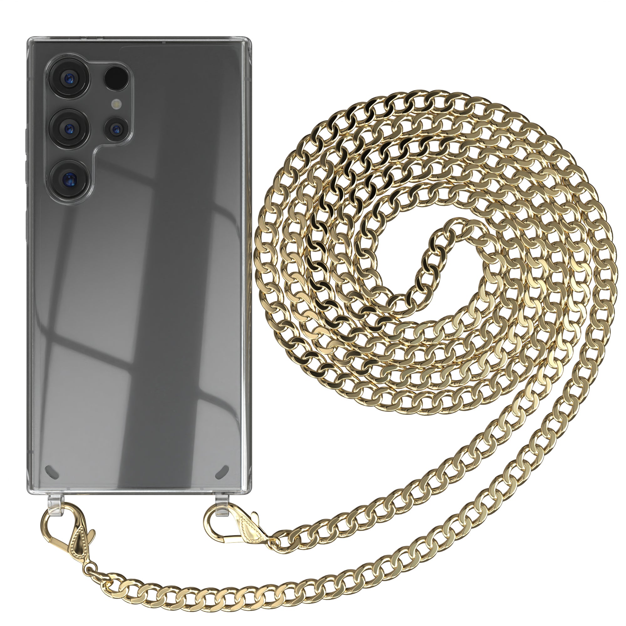 Galaxy S24 Ultra Hülle mit Metallkette + Schwarze Kordel