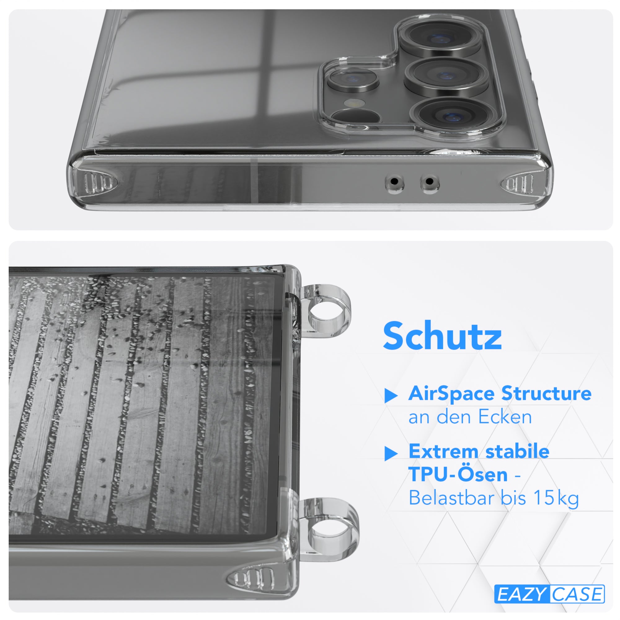 Galaxy S24 Ultra Hülle mit Metallkette + Schwarze Kordel