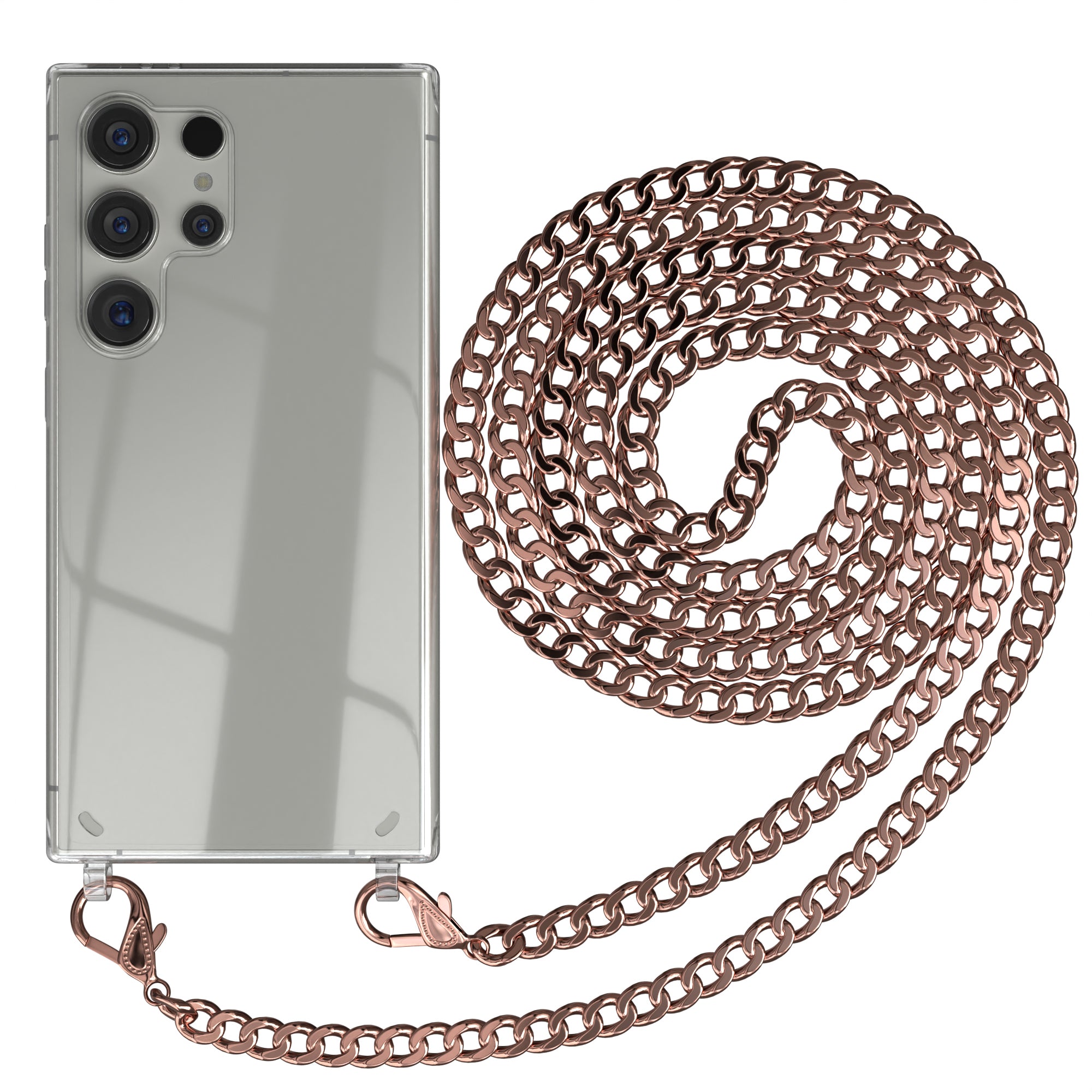 Galaxy S24 Ultra Hülle mit Metallkette + Schwarze Kordel