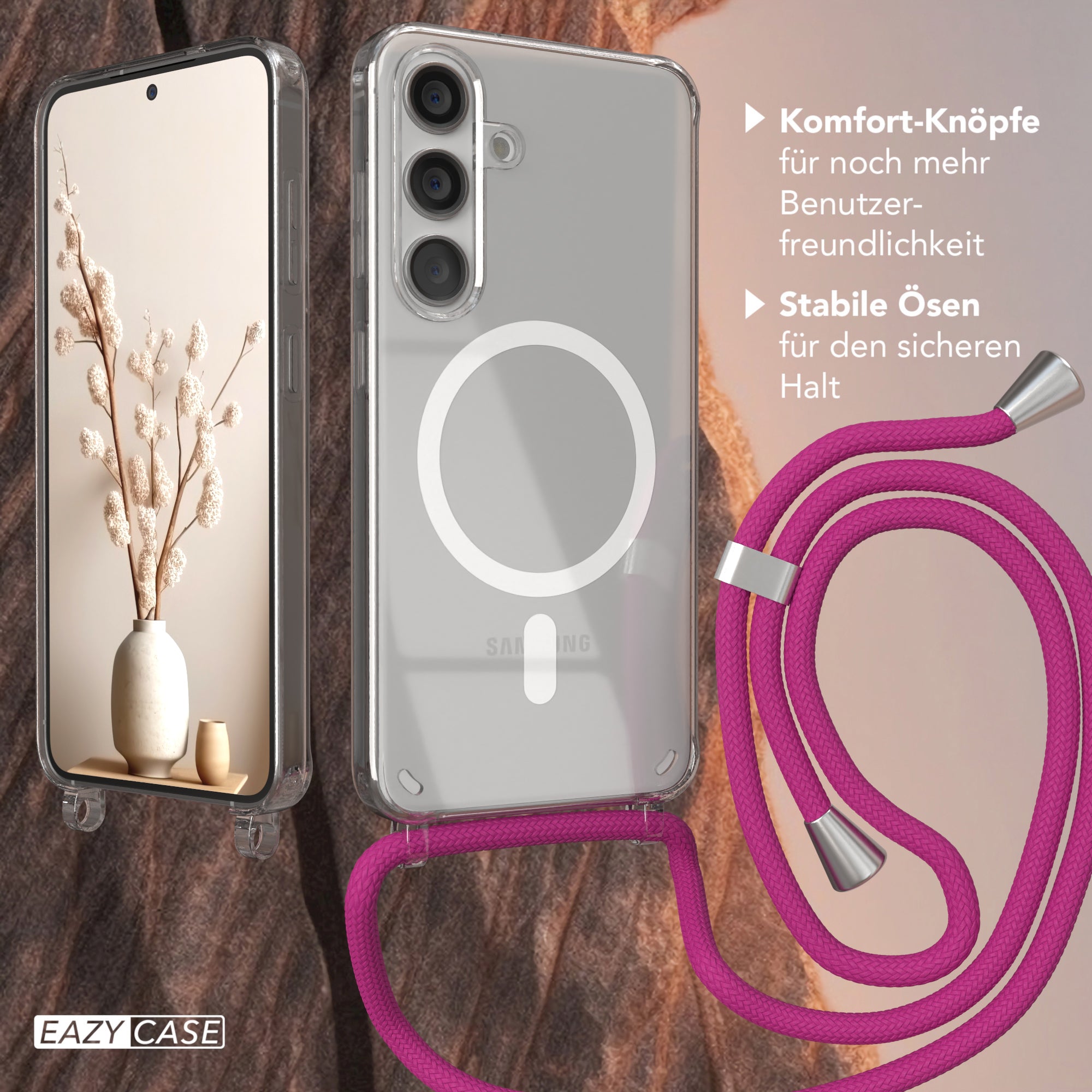 Galaxy S24 transparente Hülle + Kordel mit MagSafe
