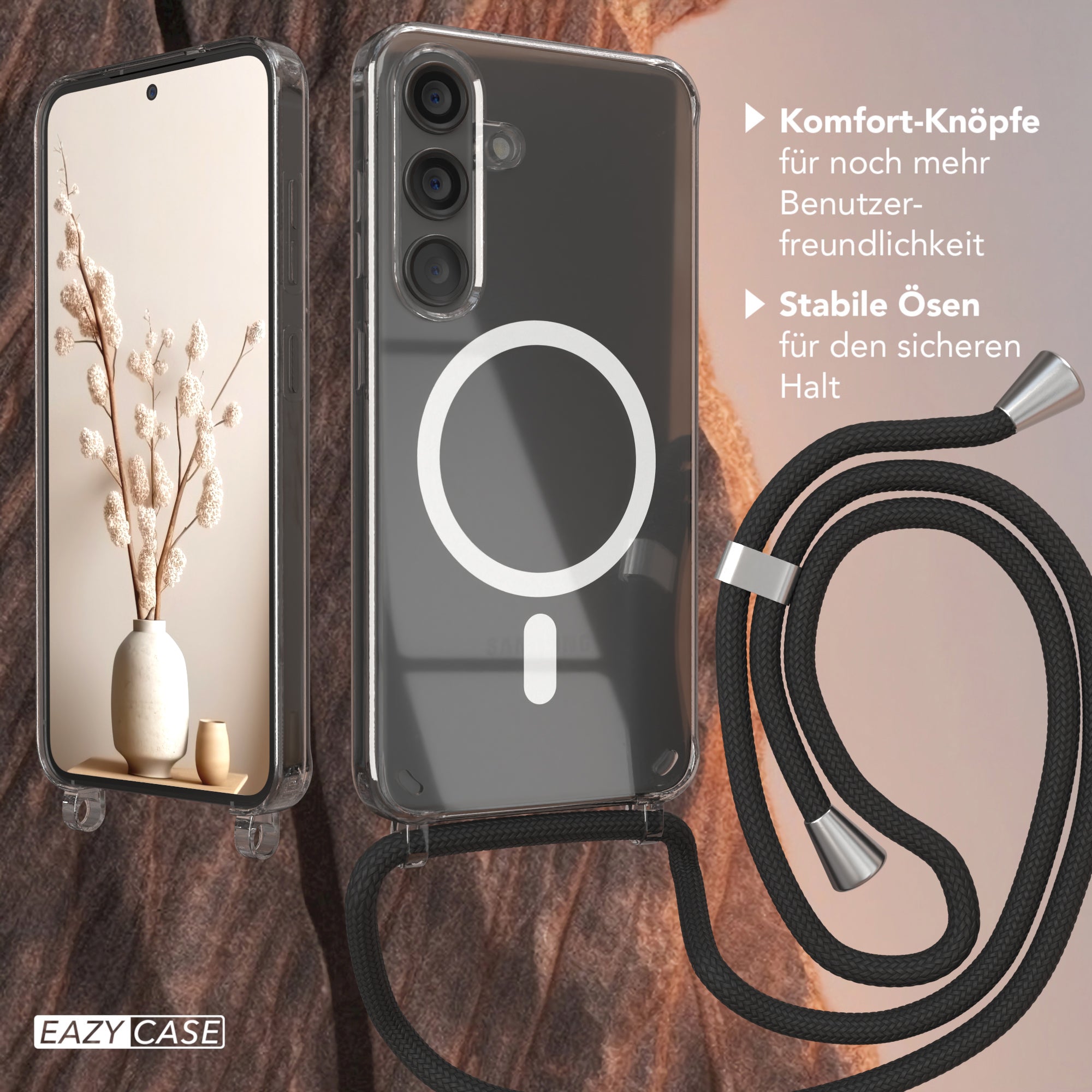 Galaxy S24 transparente Hülle + Kordel mit MagSafe