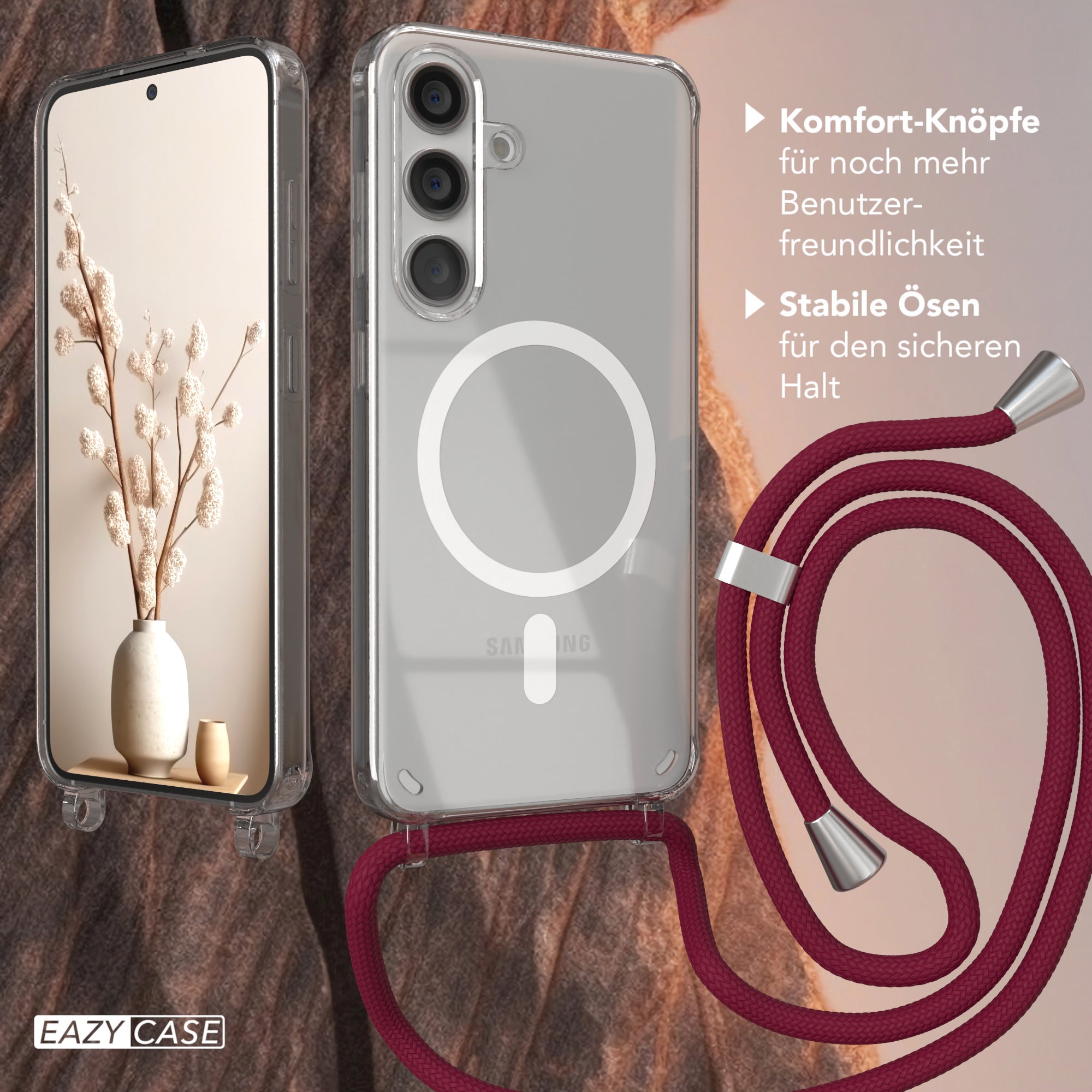 Galaxy S24 transparente Hülle + Kordel mit MagSafe