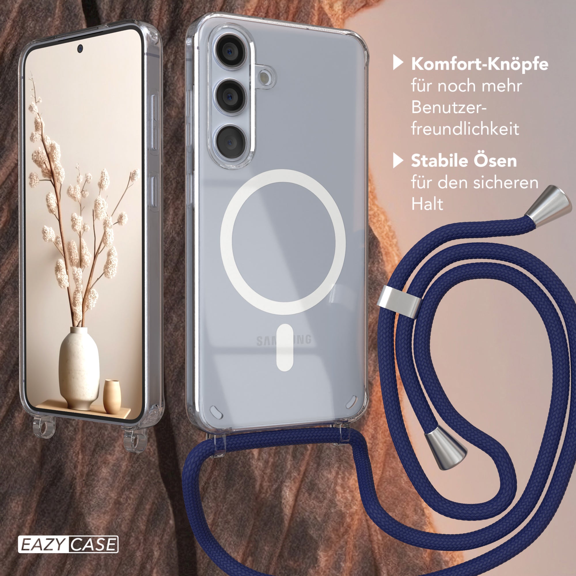 Galaxy S24 transparente Hülle + Kordel mit MagSafe