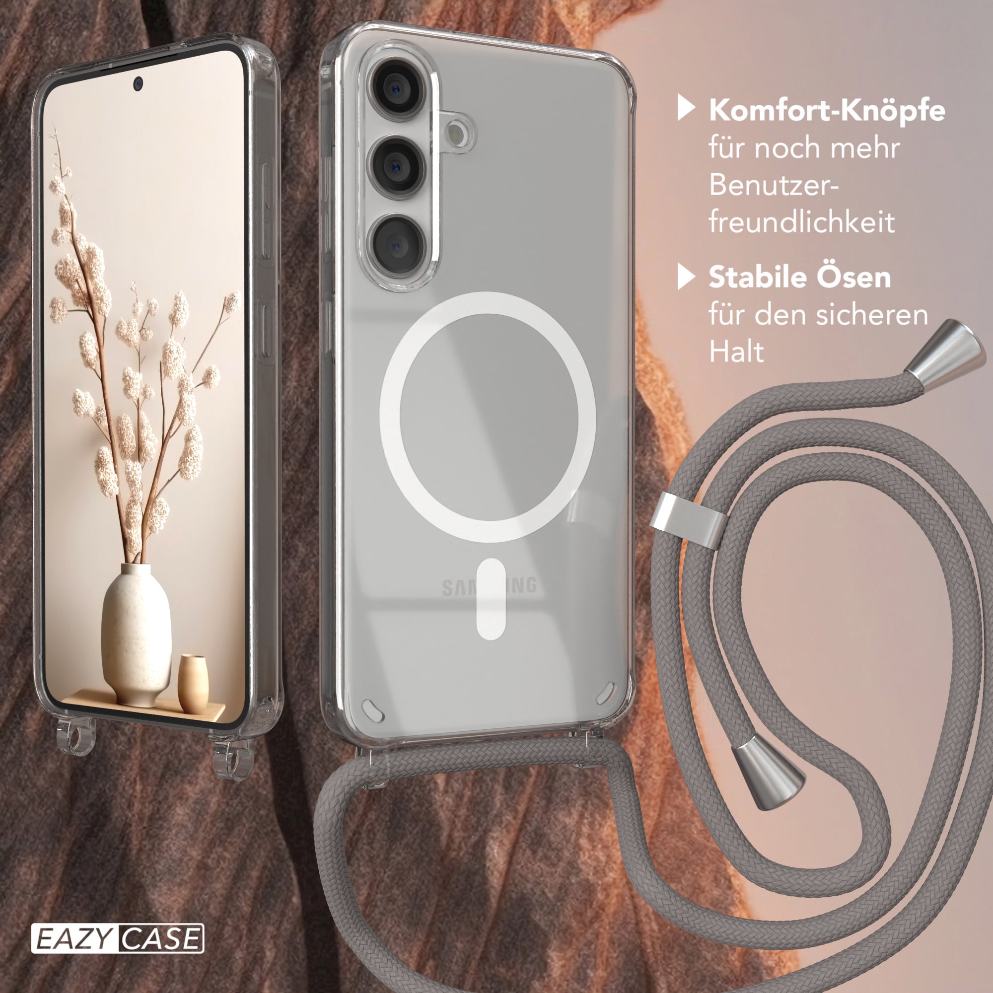Galaxy S24 transparente Hülle + Kordel mit MagSafe
