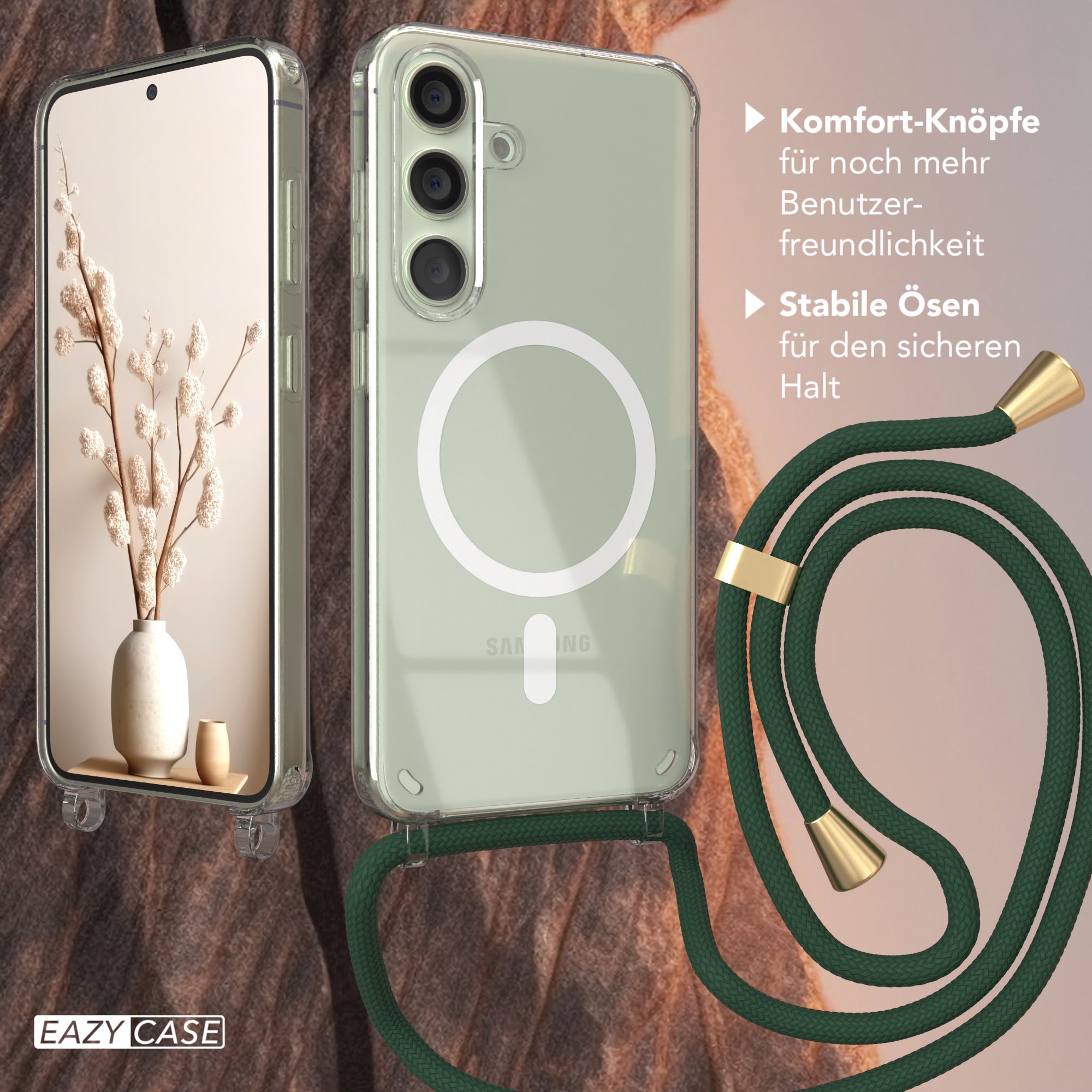 Galaxy S24 transparente Hülle + Kordel mit MagSafe