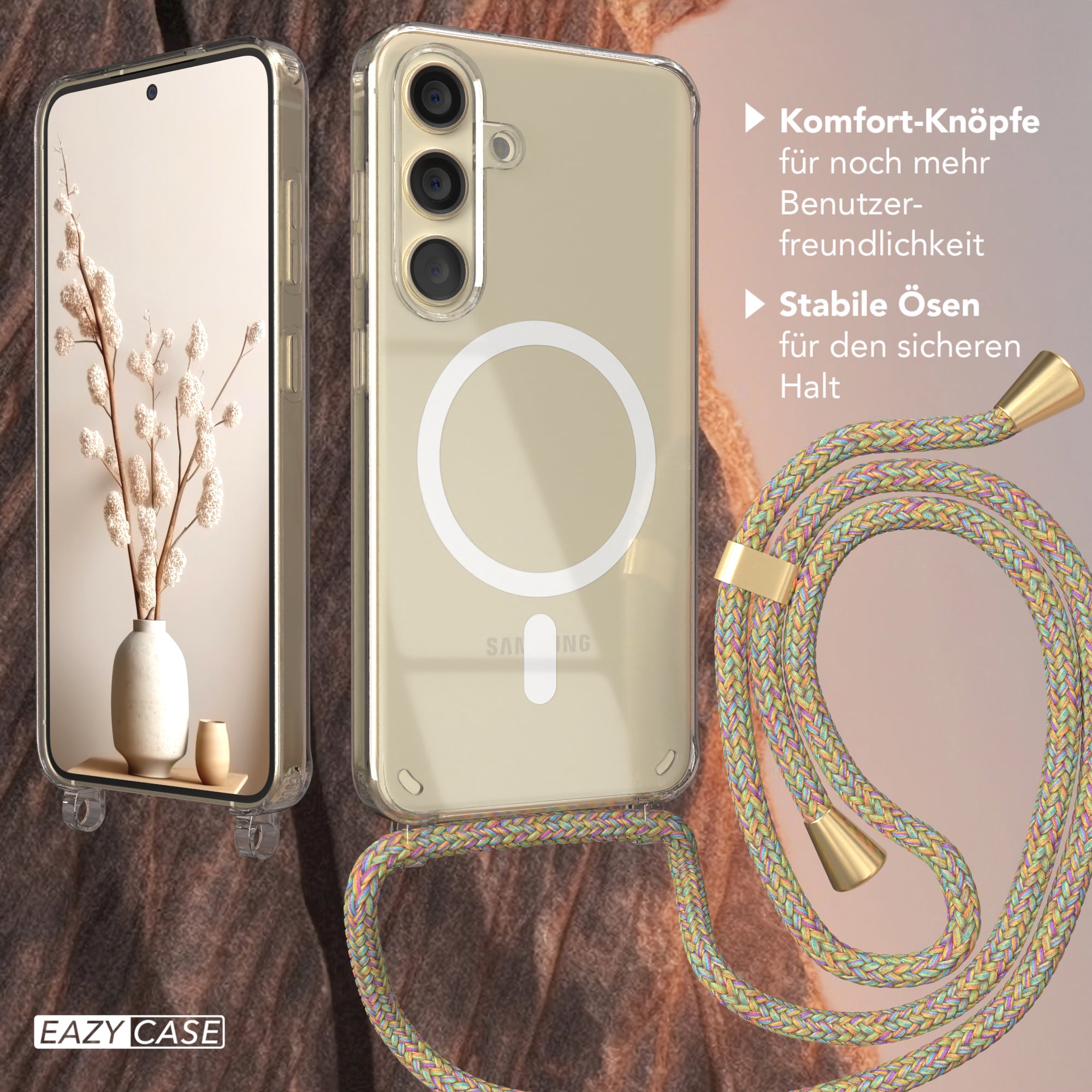 Galaxy S24 transparente Hülle + Kordel mit MagSafe
