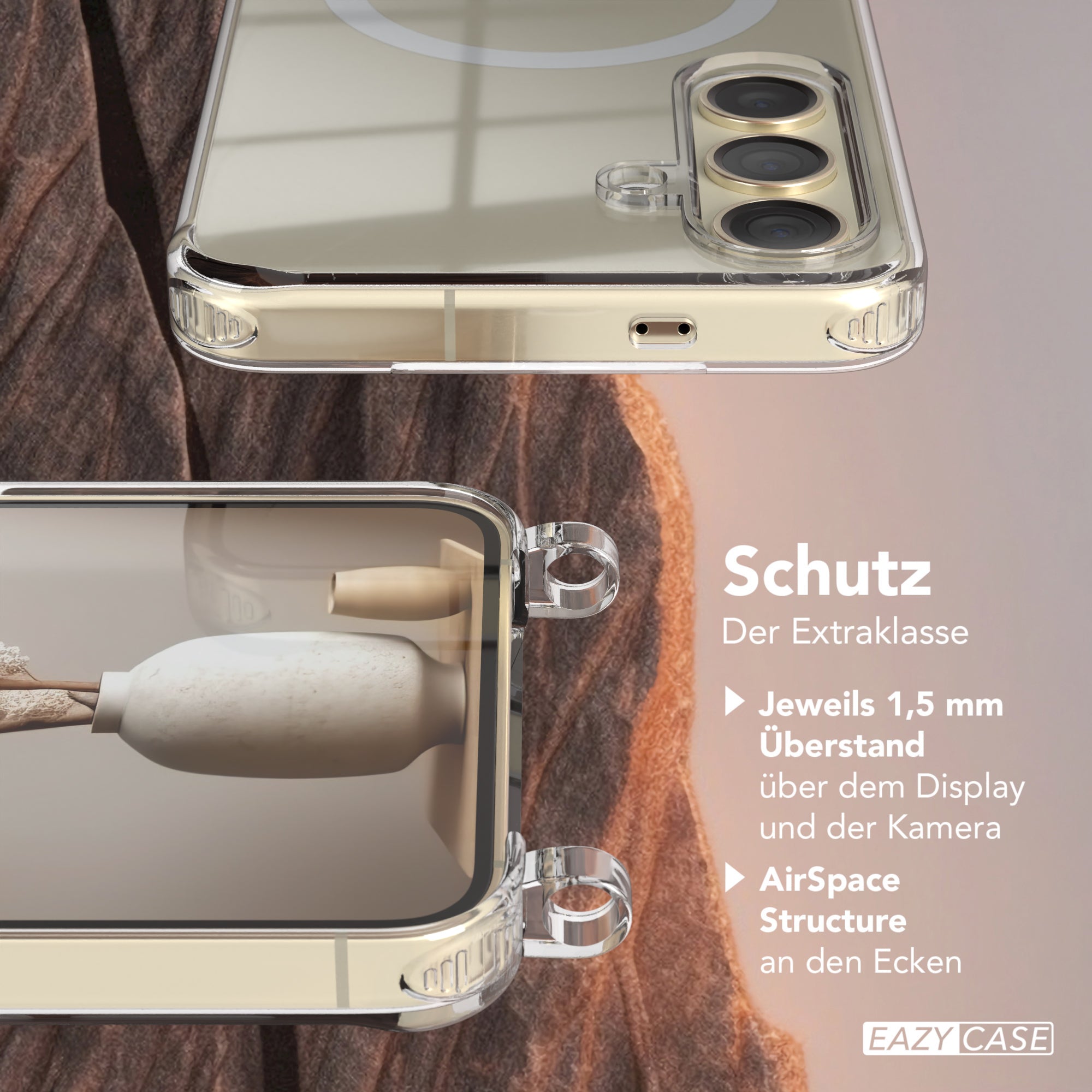 Galaxy S24 transparente Hülle + Kordel mit MagSafe