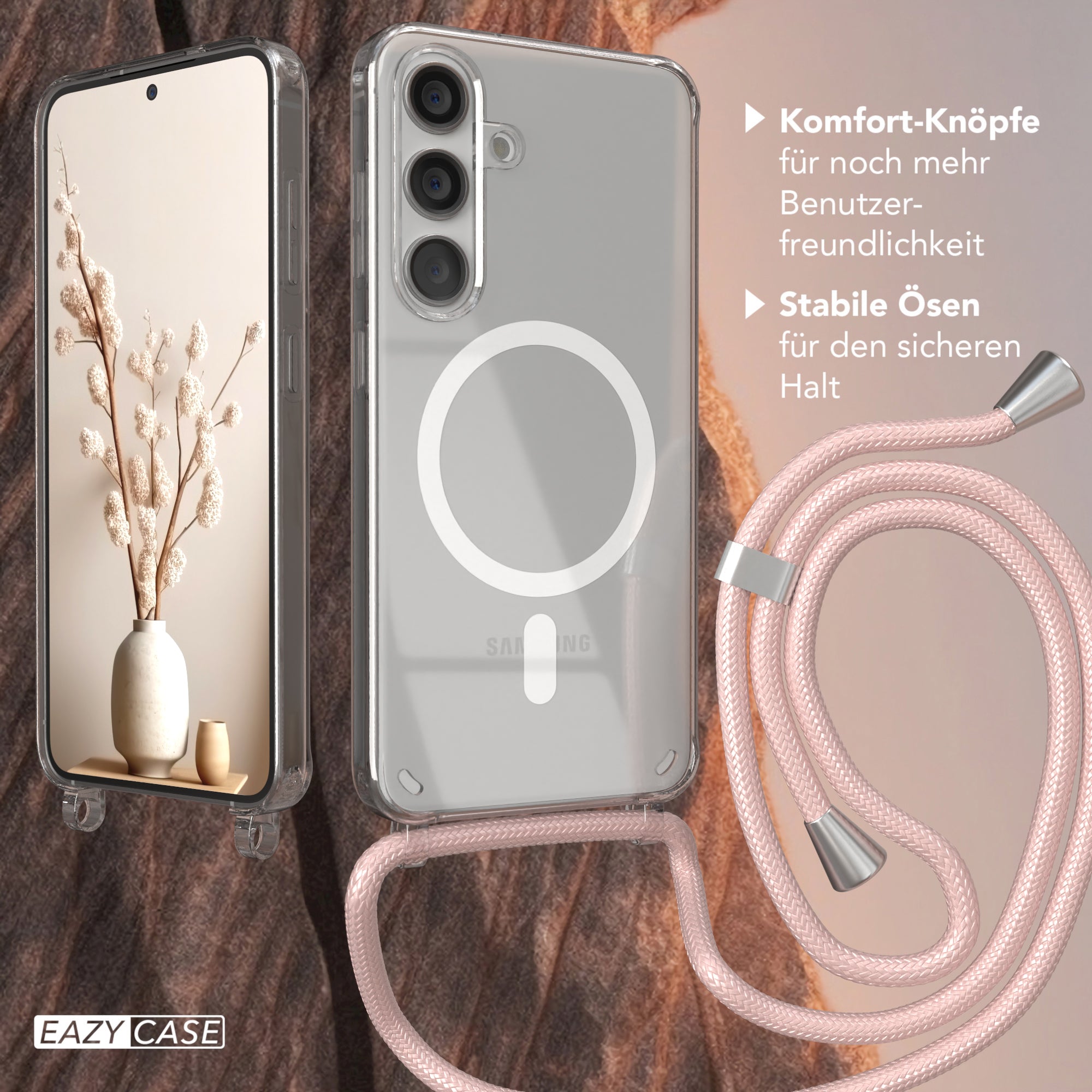 Galaxy S24 transparente Hülle + Kordel mit MagSafe