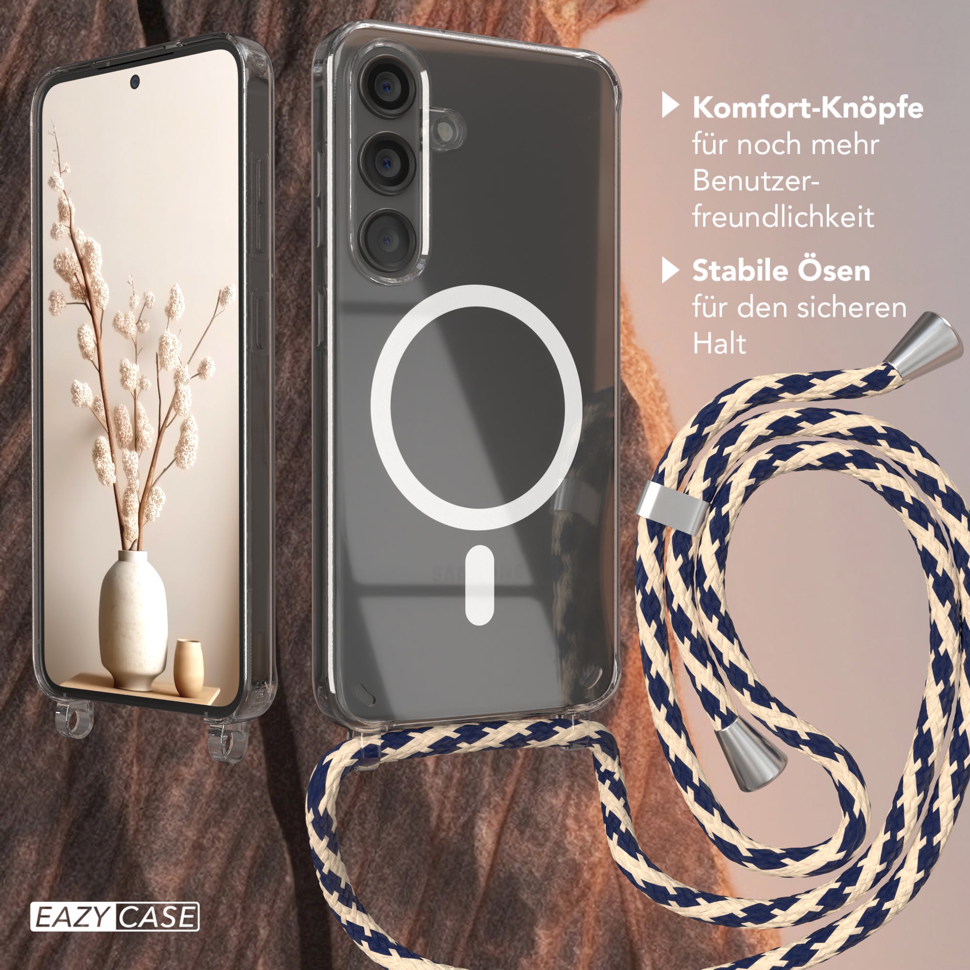 Galaxy S24 transparente Hülle + Kordel mit MagSafe