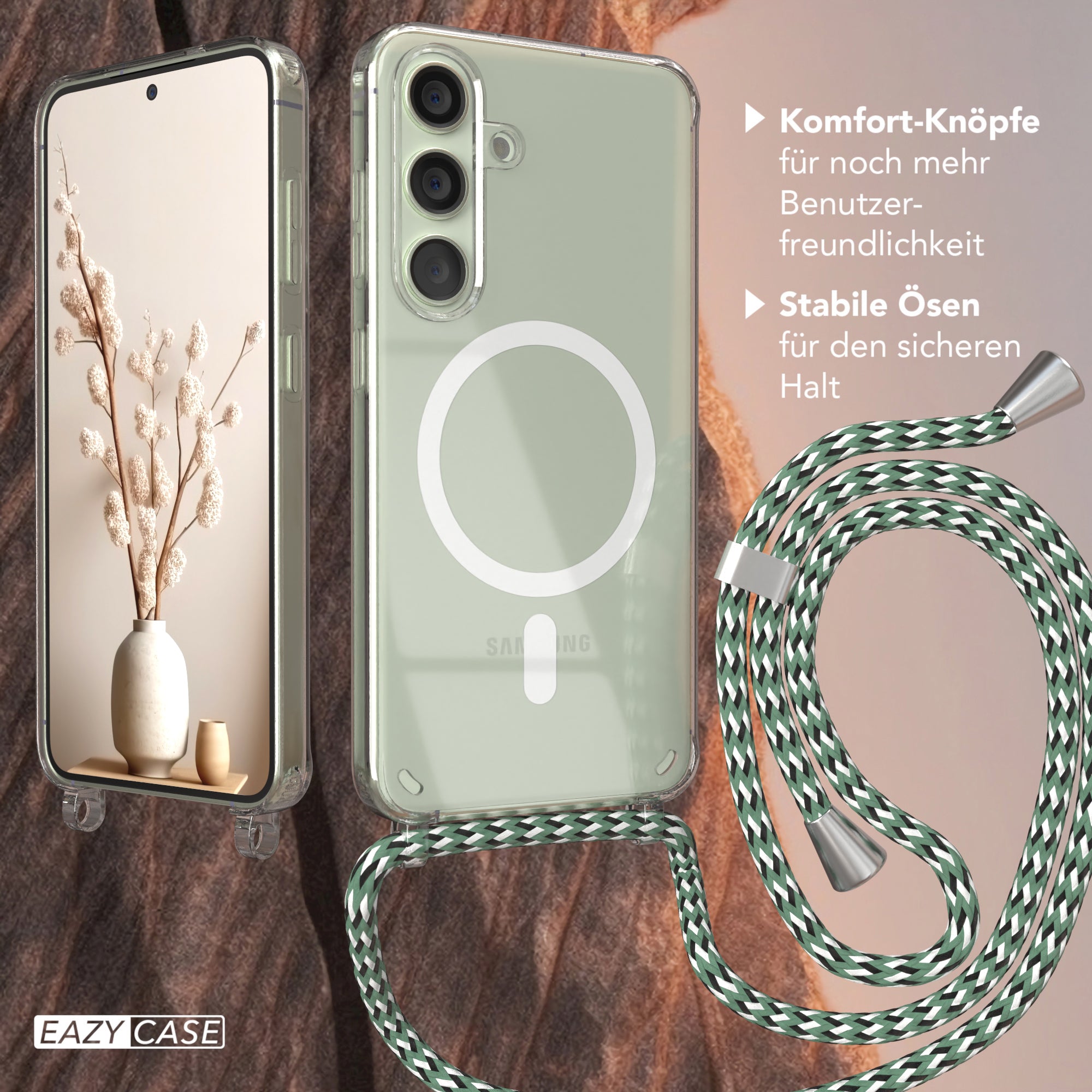 Galaxy S24 transparente Hülle + Kordel mit MagSafe