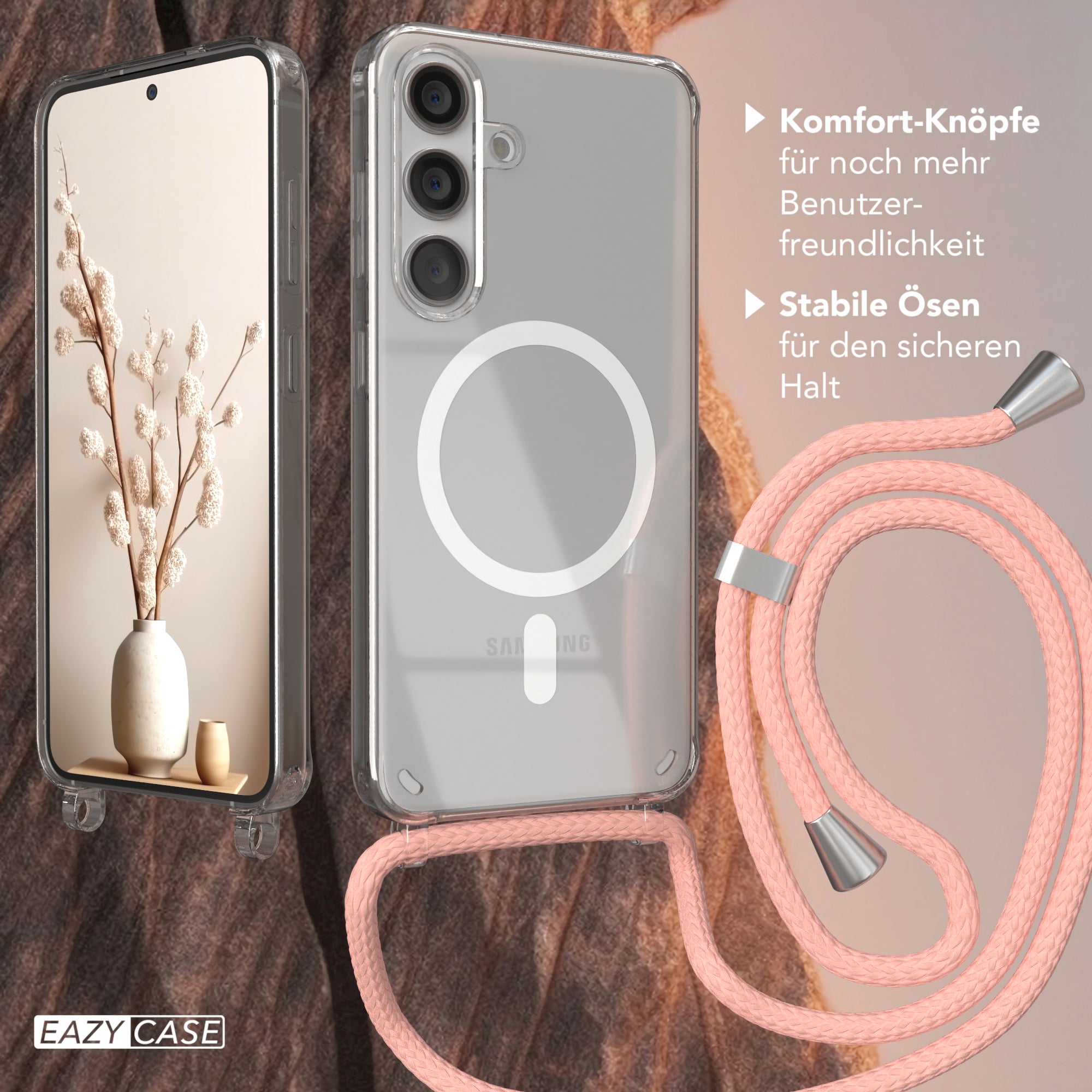 Galaxy S24 transparente Hülle + Kordel mit MagSafe