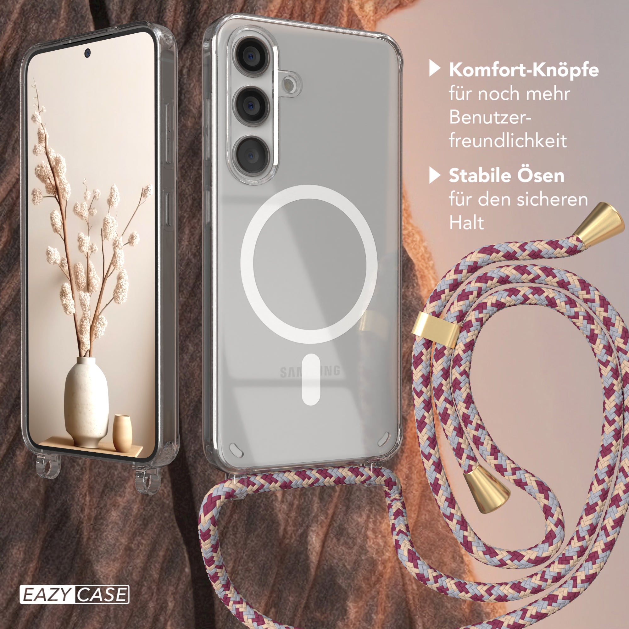 Galaxy S24 transparente Hülle + Kordel mit MagSafe