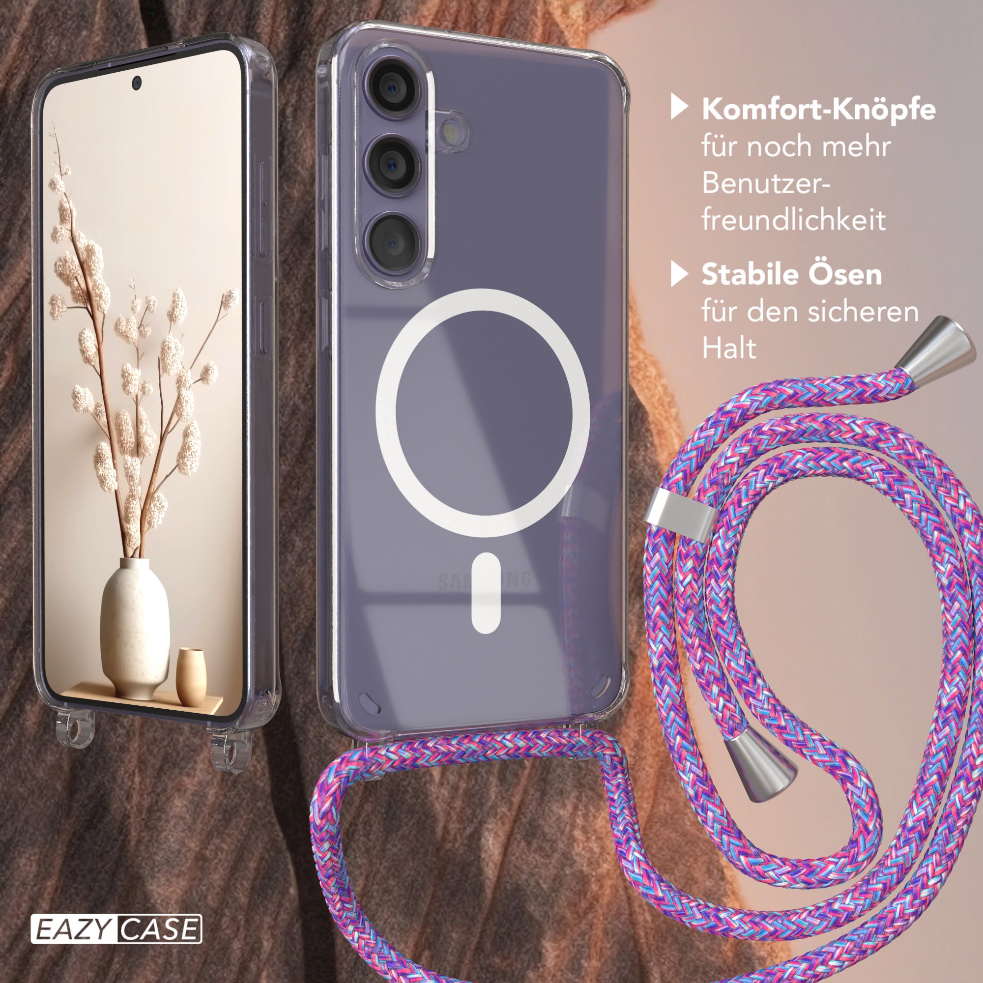 Galaxy S24 transparente Hülle + Kordel mit MagSafe