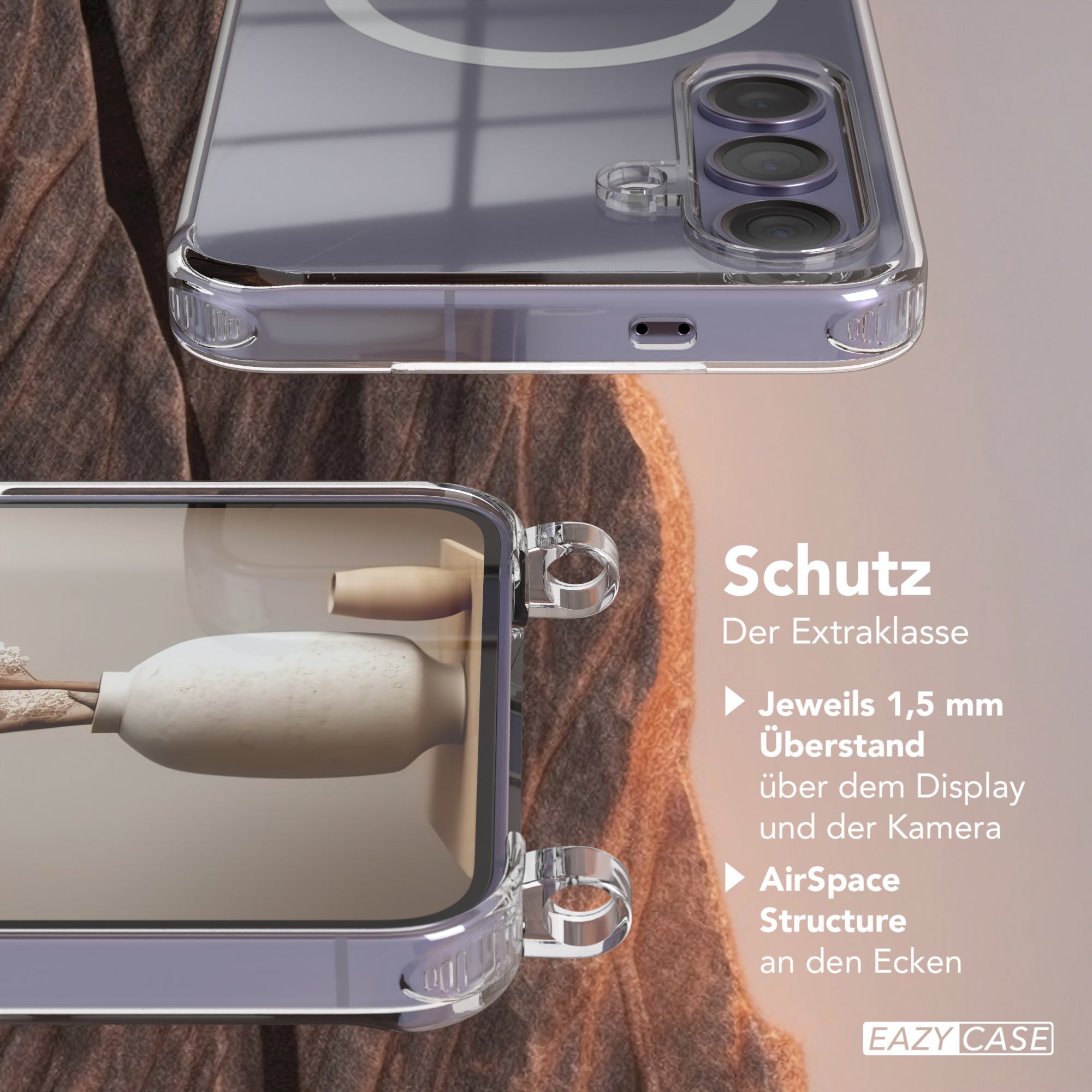Galaxy S24 transparente Hülle + Kordel mit MagSafe