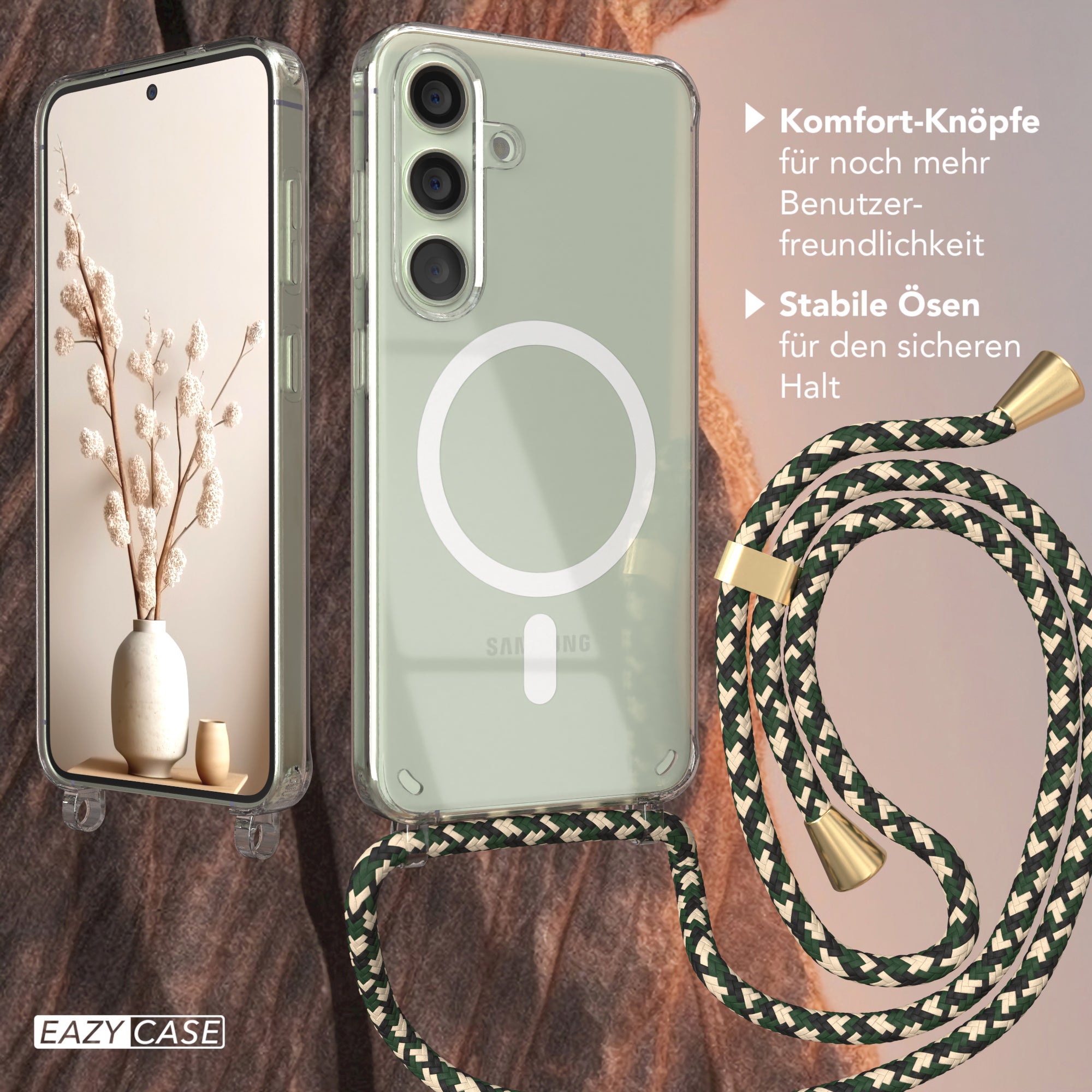 Galaxy S24 transparente Hülle + Kordel mit MagSafe