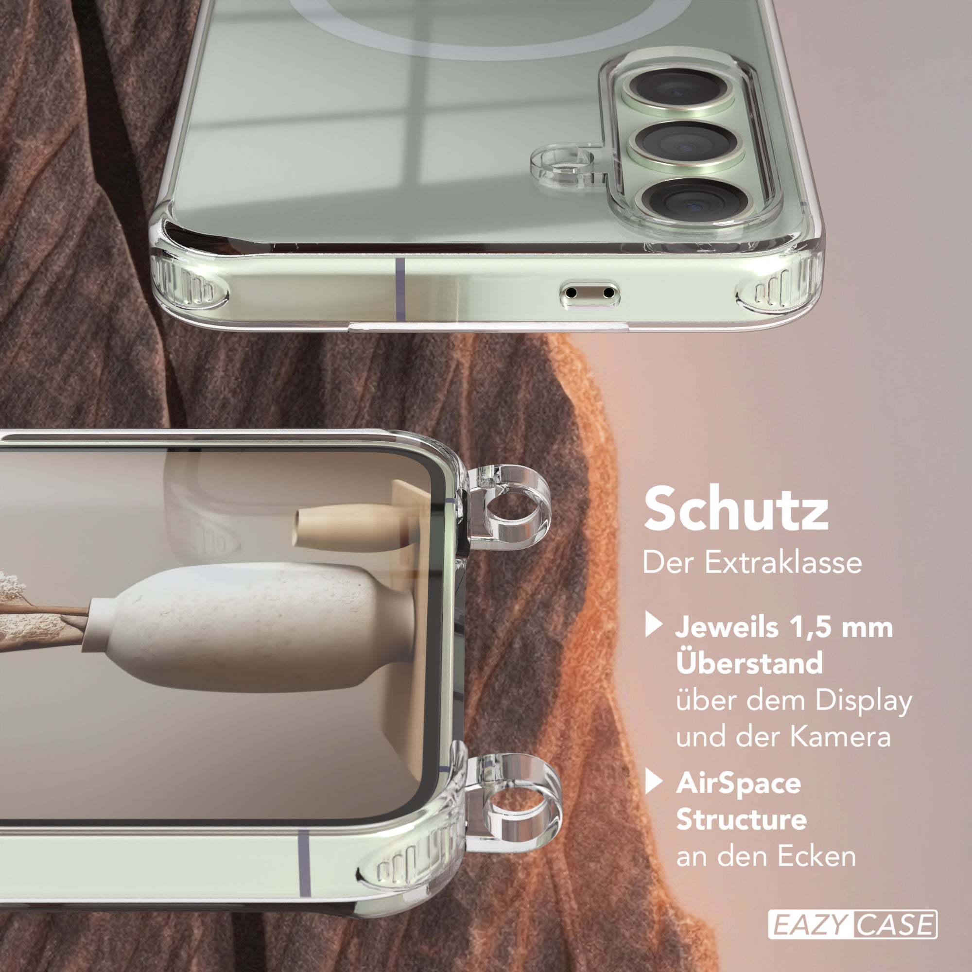 Galaxy S24 transparente Hülle + Kordel mit MagSafe