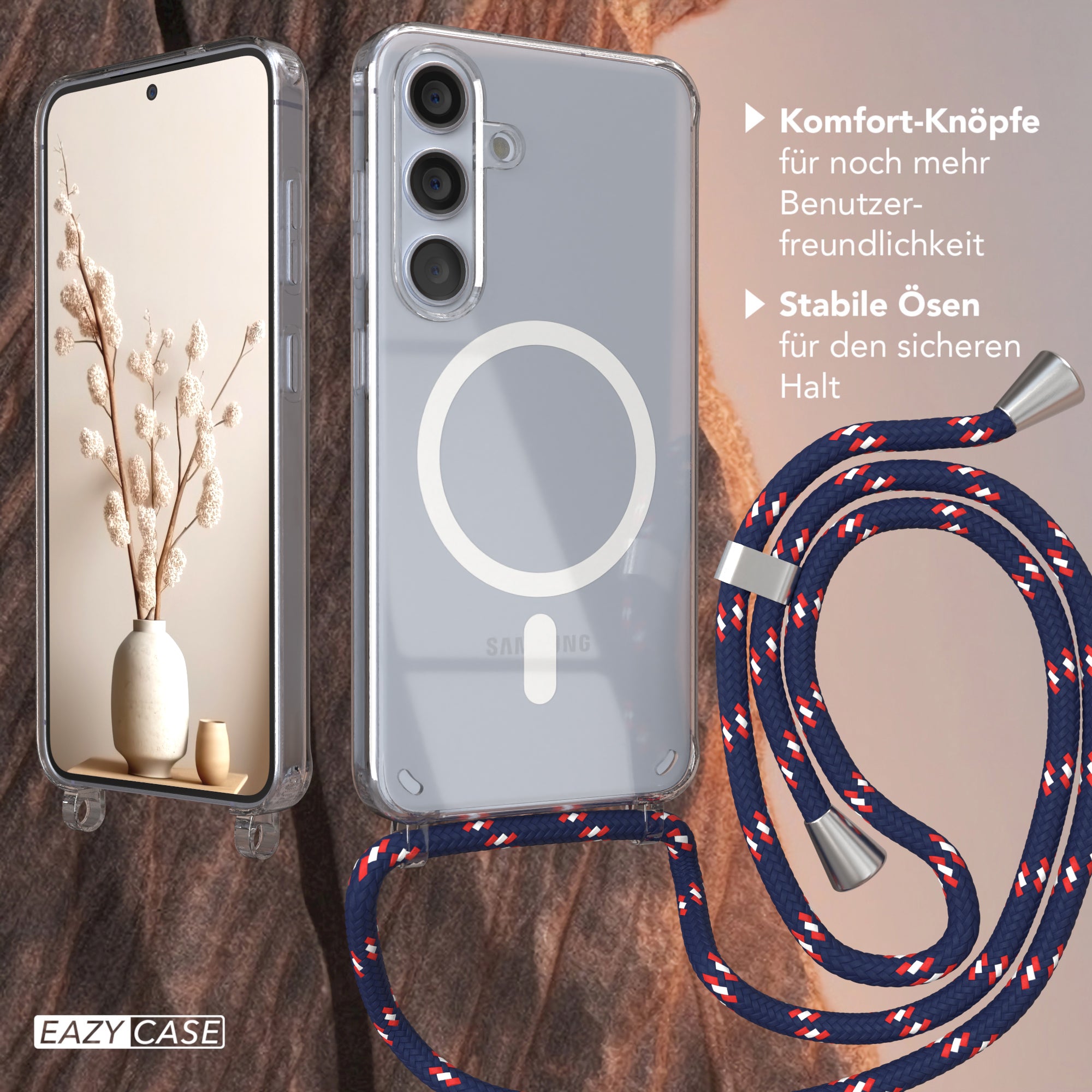 Galaxy S24 transparente Hülle + Kordel mit MagSafe