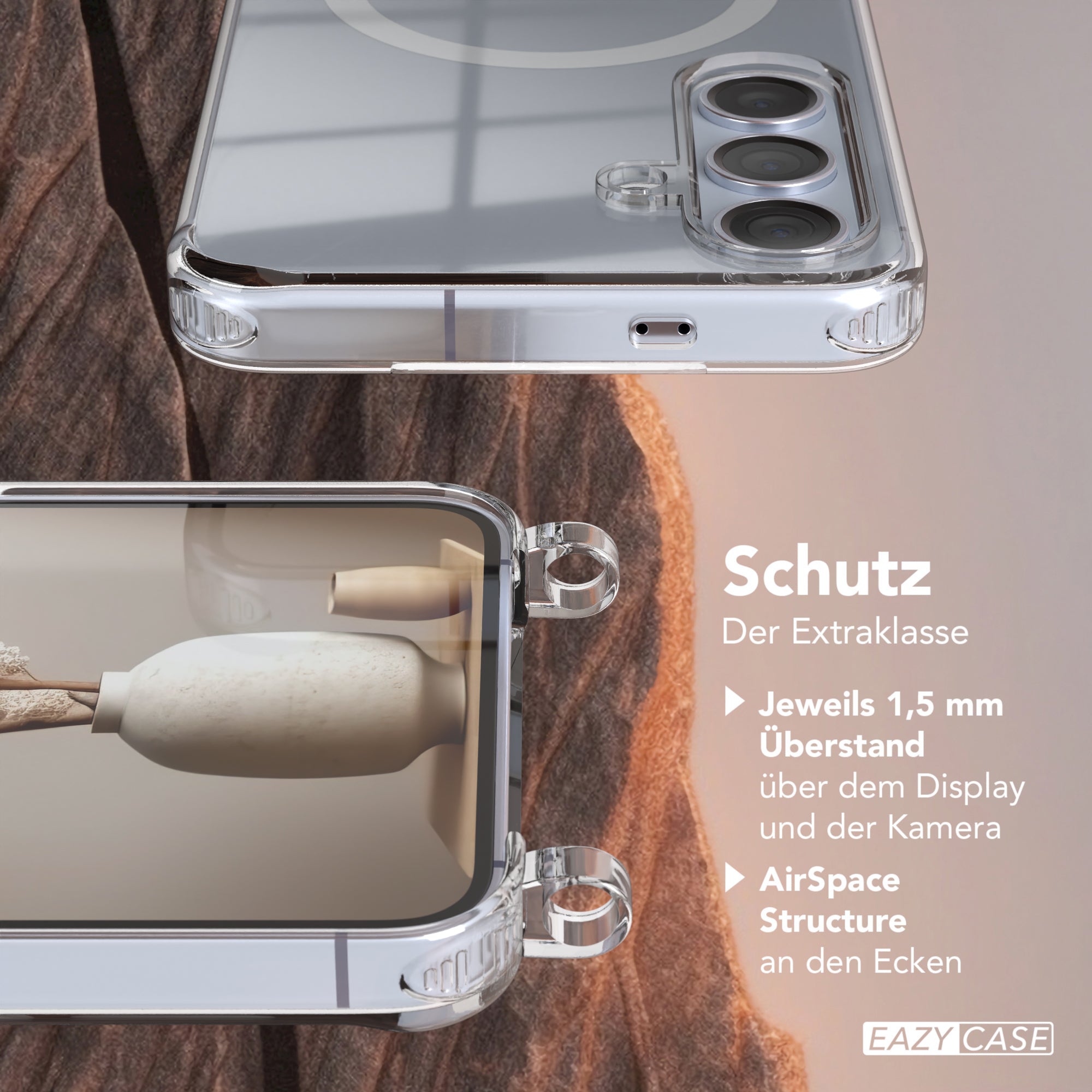 Galaxy S24 transparente Hülle + Kordel mit MagSafe
