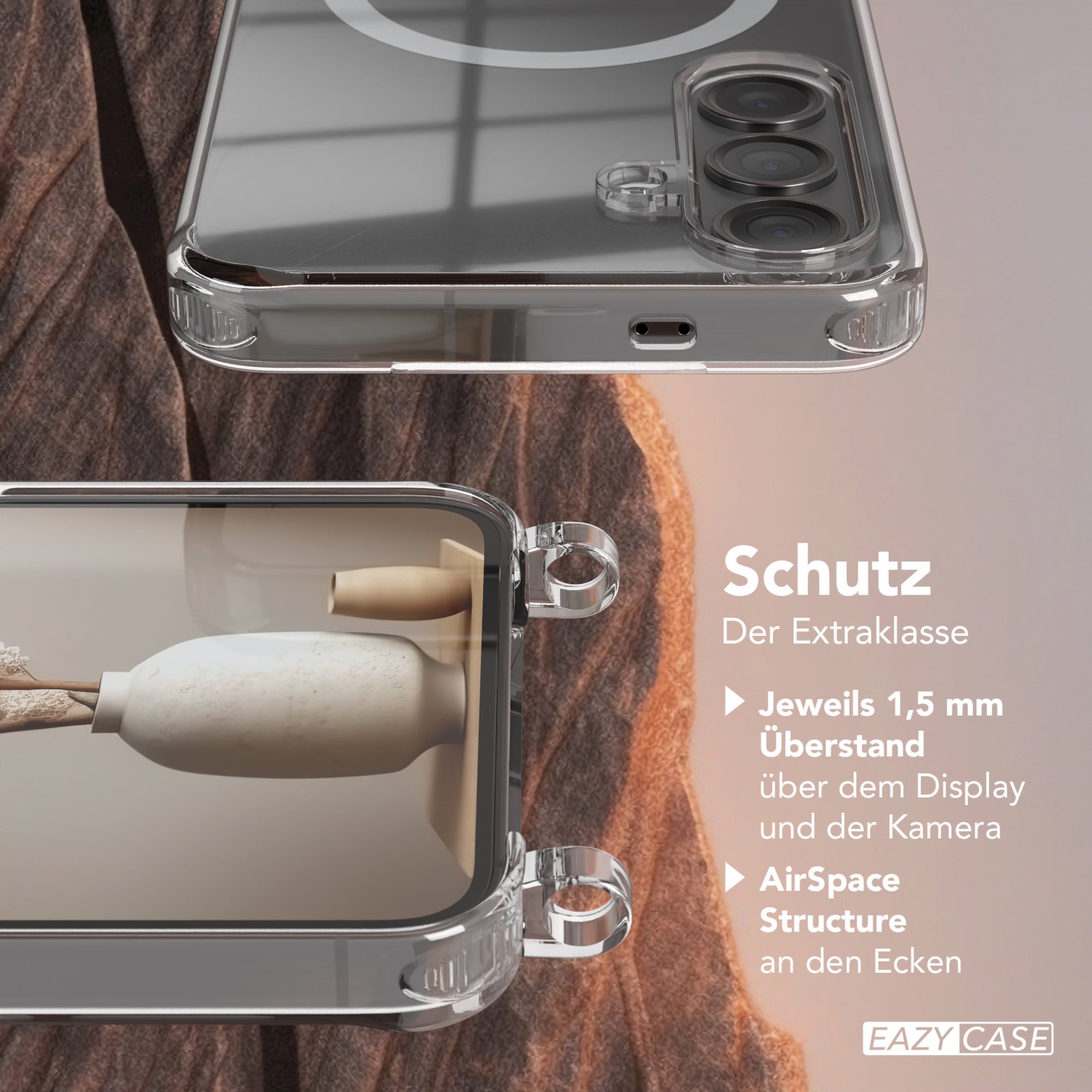 Galaxy S24 transparente Hülle + Kordel mit MagSafe
