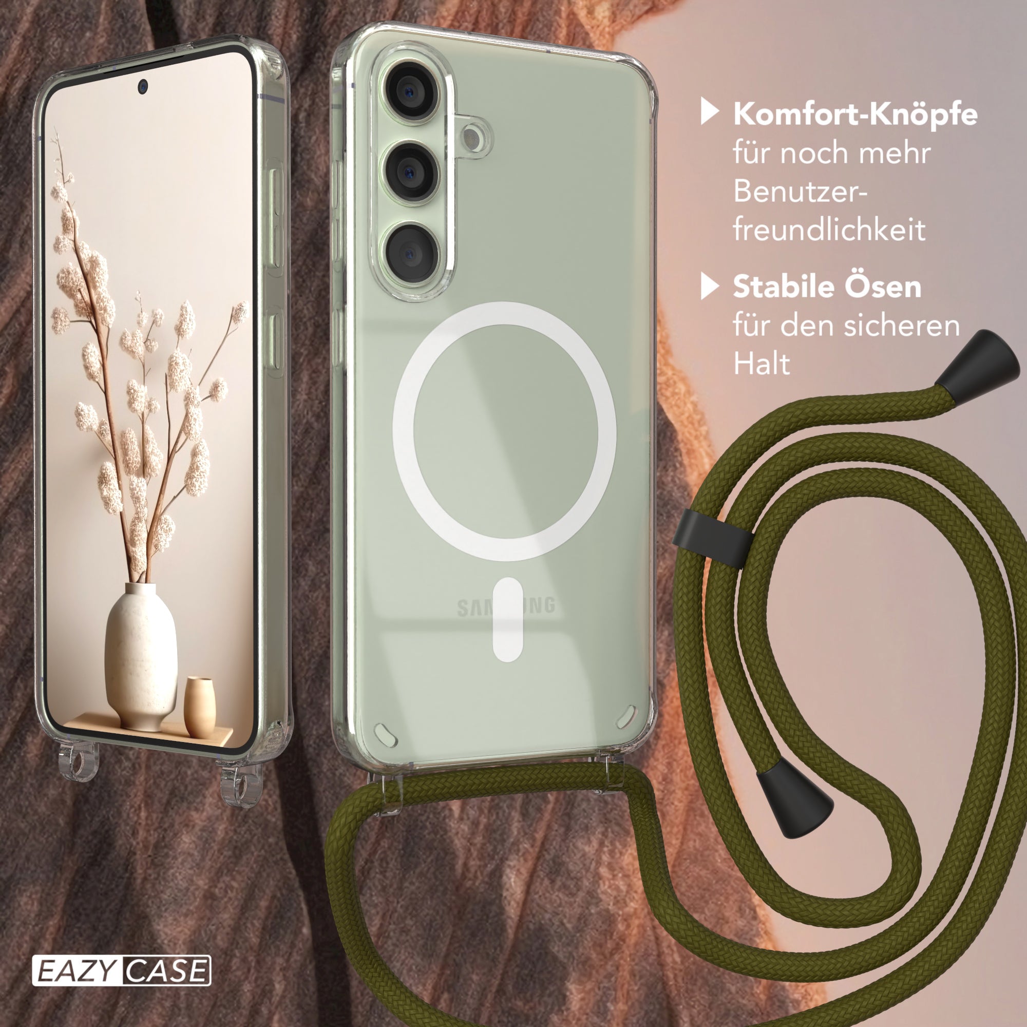 Galaxy S24 transparente Hülle + Kordel mit MagSafe