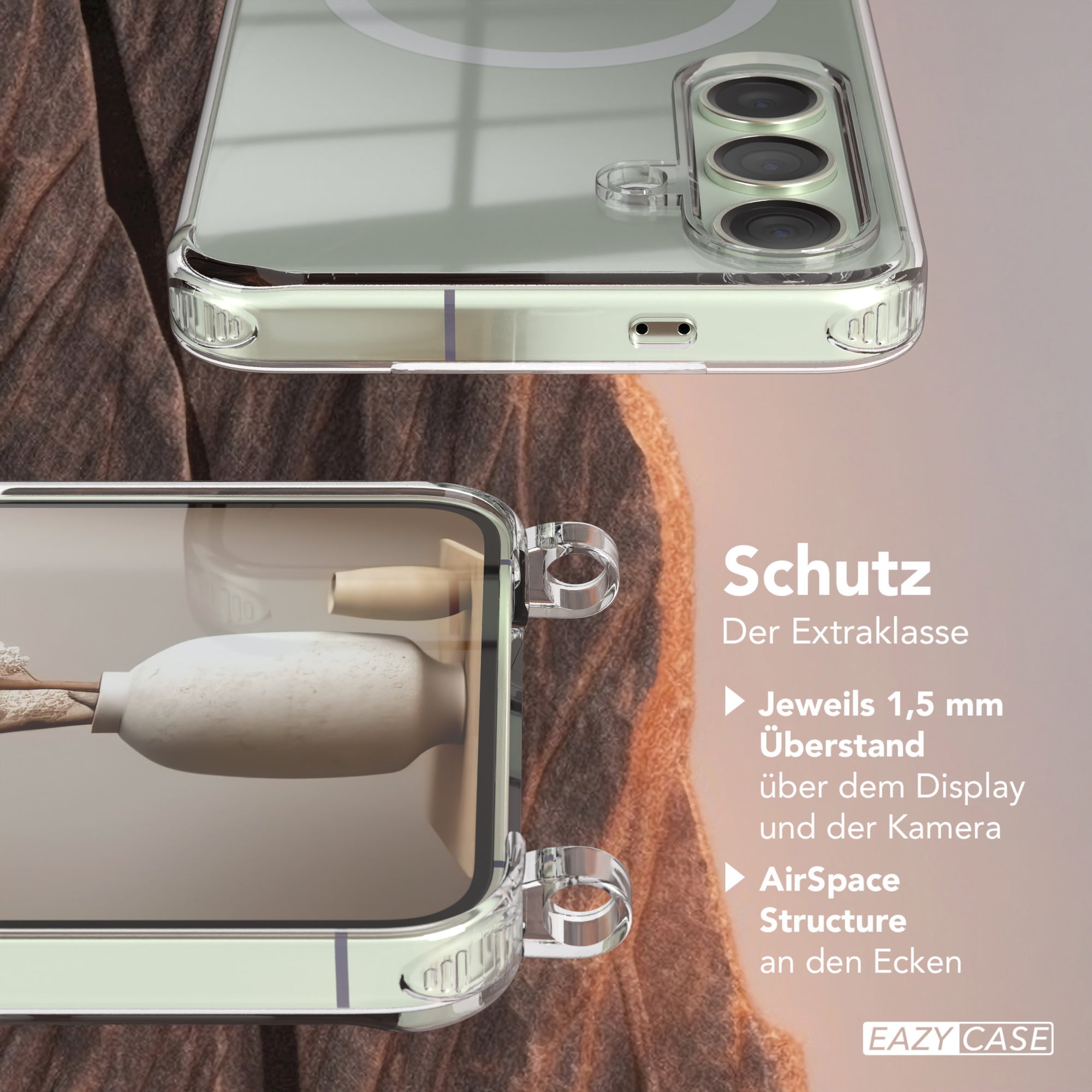 Galaxy S24 transparente Hülle + Kordel mit MagSafe