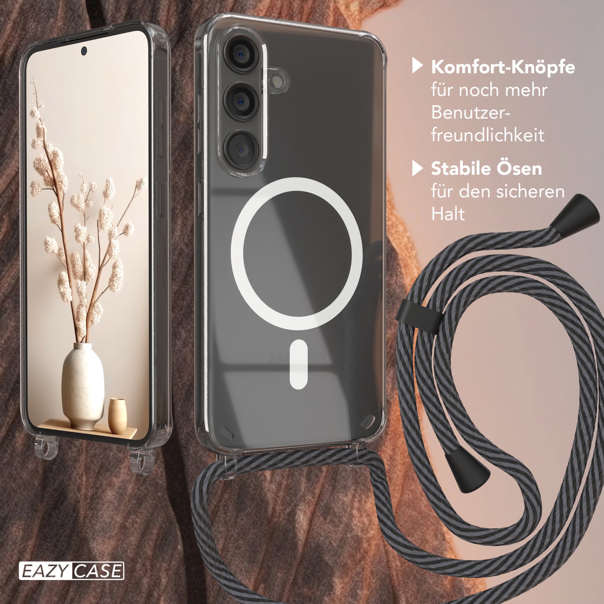 Galaxy S24 transparente Hülle + Kordel mit MagSafe