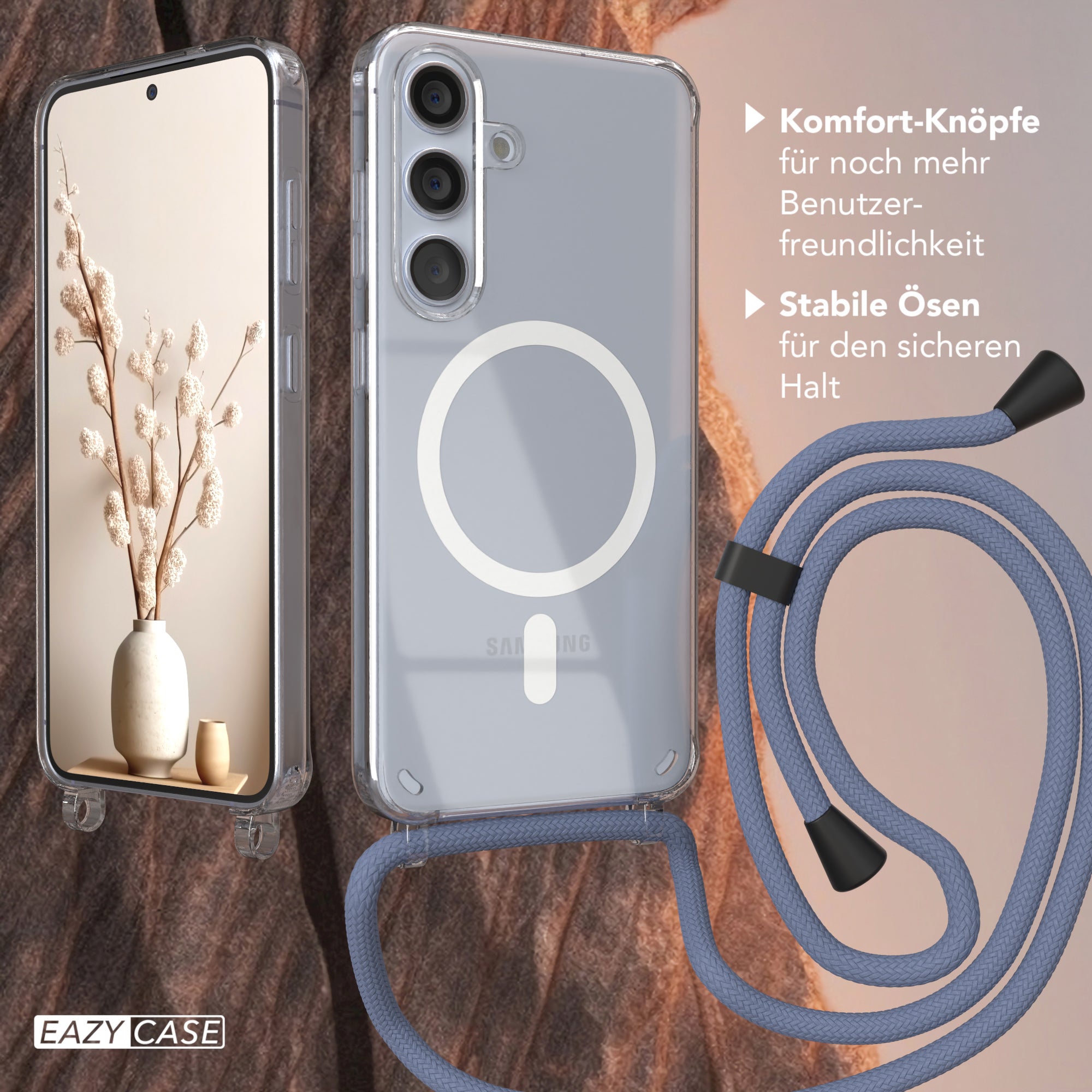Galaxy S24 transparente Hülle + Kordel mit MagSafe