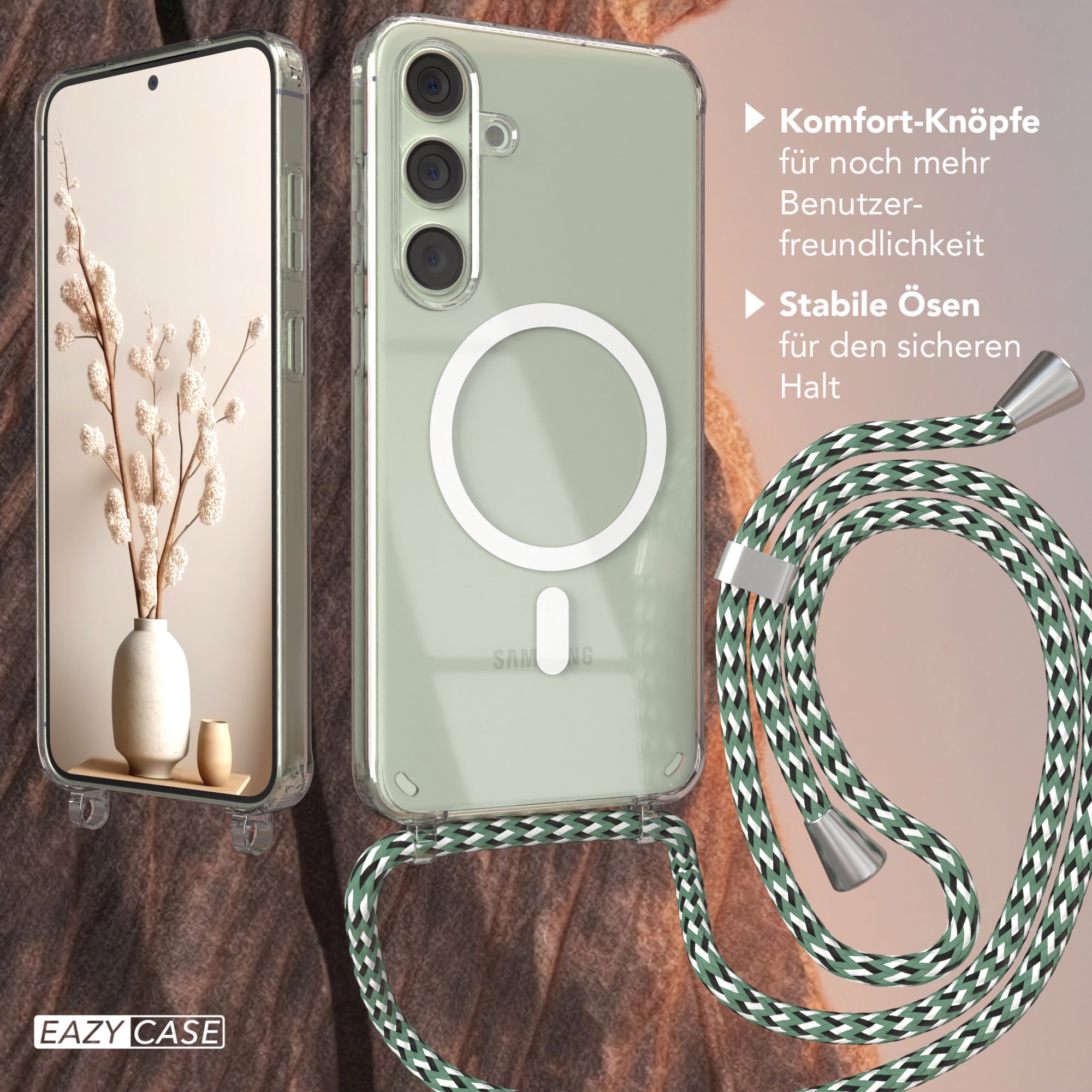 Galaxy S24 Plus transparente Hülle + Kordel mit MagSafe