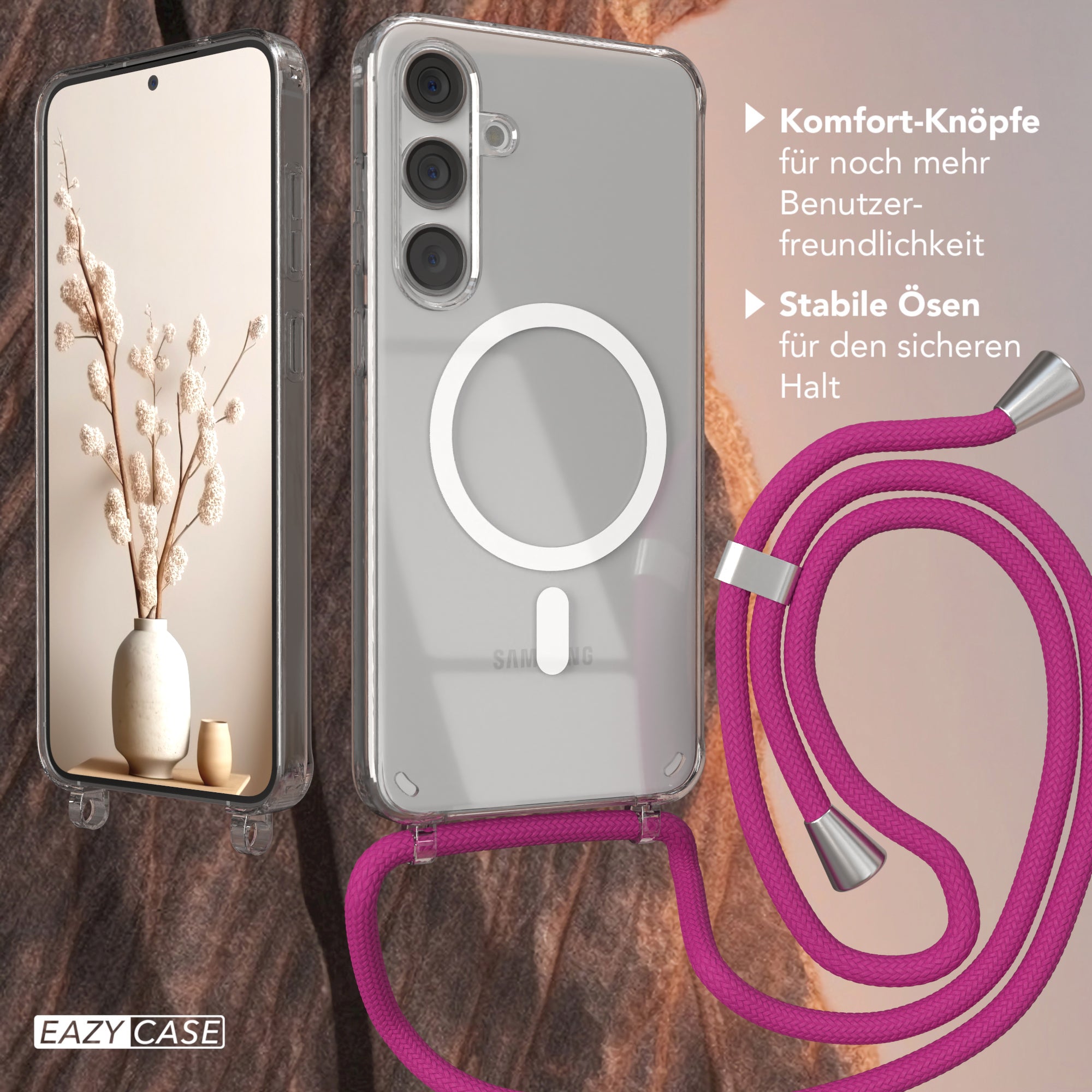 Galaxy S24 Plus transparente Hülle + Kordel mit MagSafe