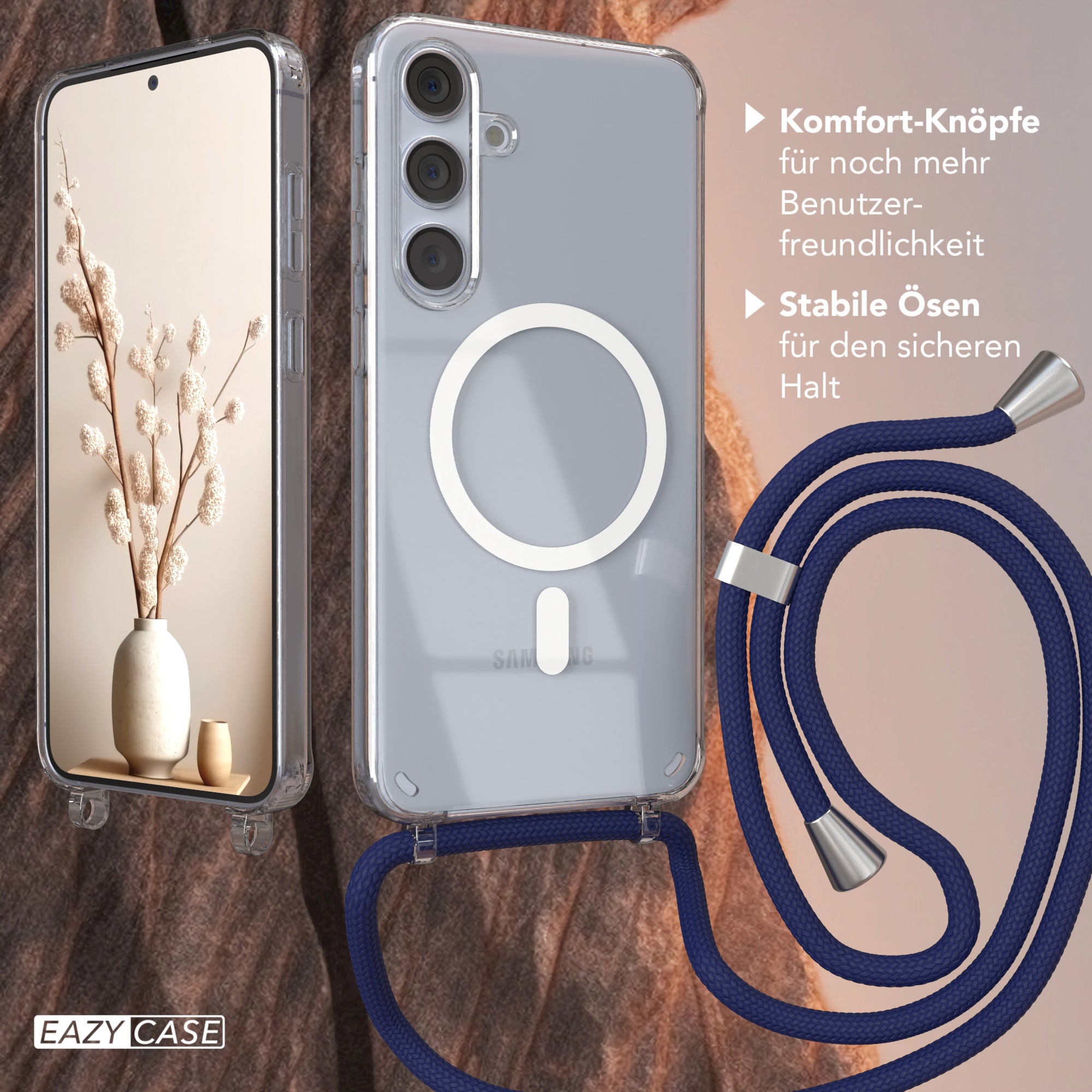 Galaxy S24 Plus transparente Hülle + Kordel mit MagSafe