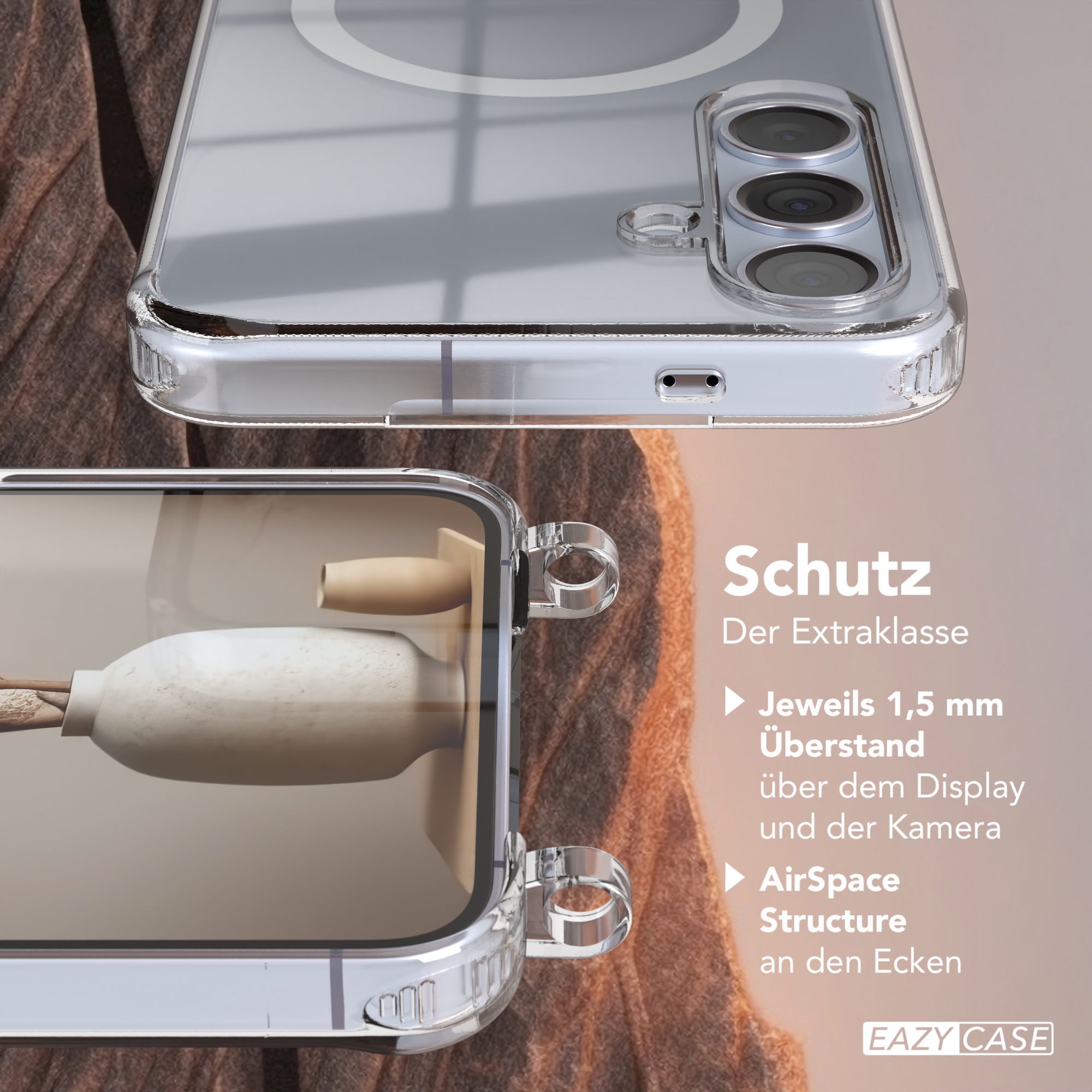 Galaxy S24 Plus transparente Hülle + Kordel mit MagSafe