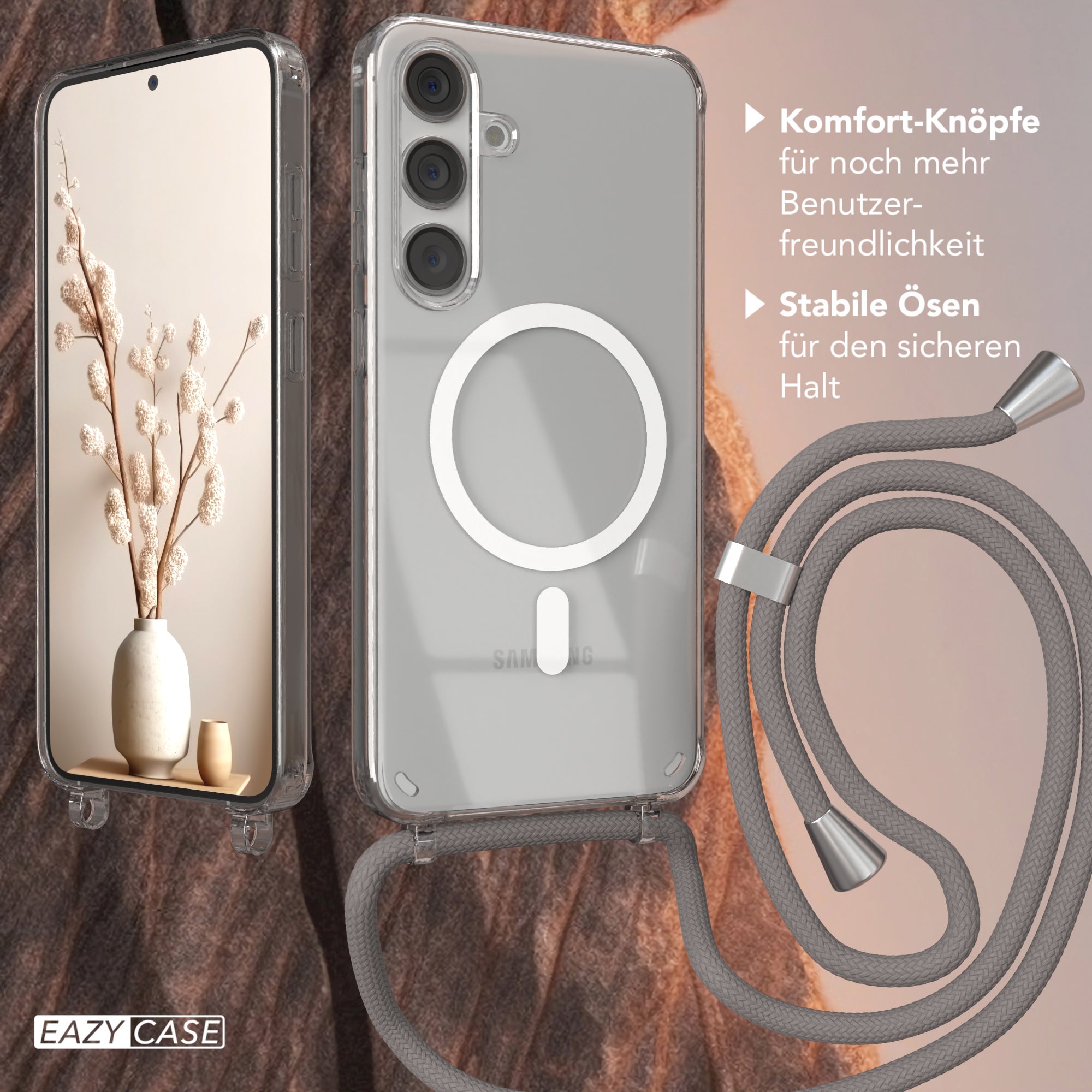 Galaxy S24 Plus transparente Hülle + Kordel mit MagSafe