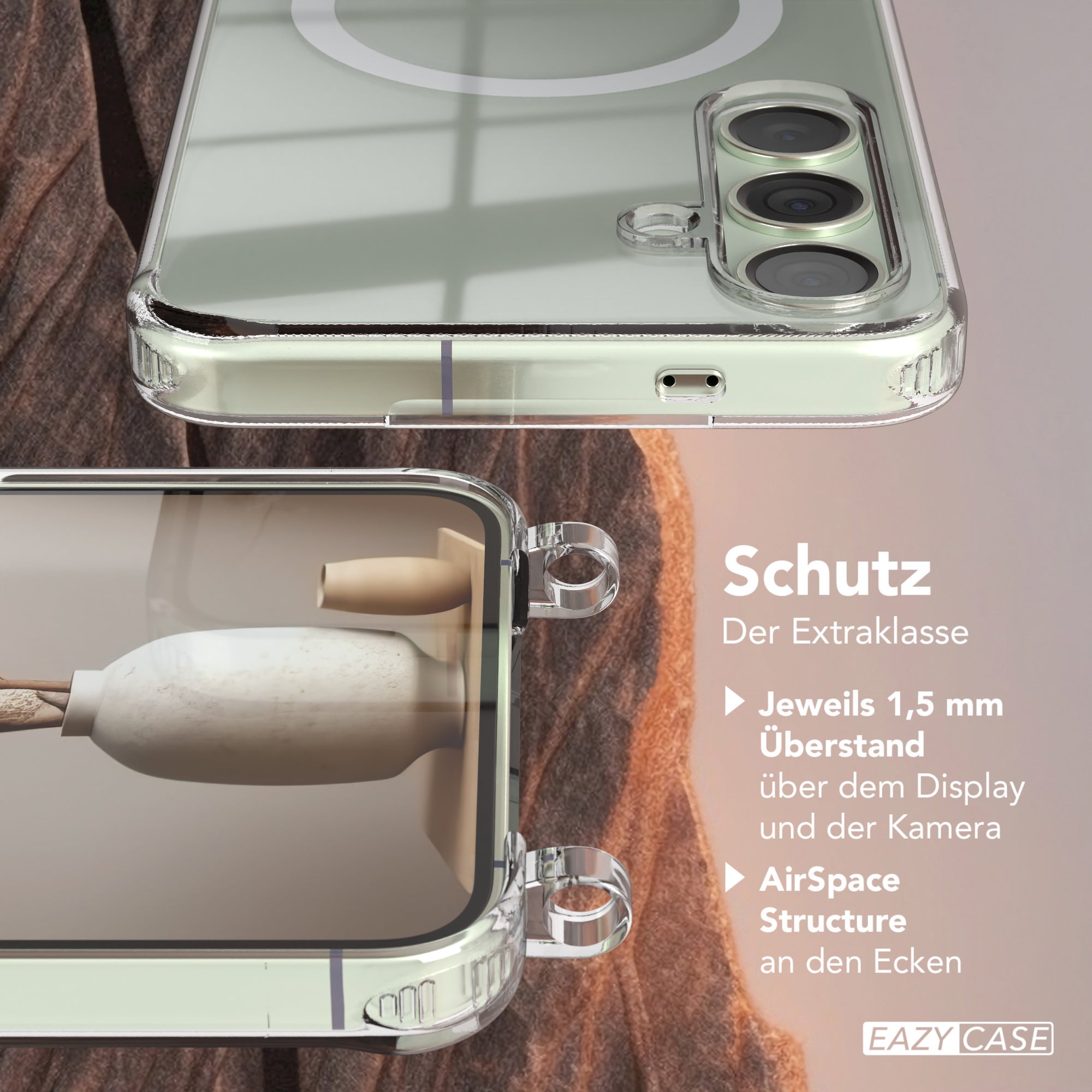 Galaxy S24 Plus transparente Hülle + Kordel mit MagSafe