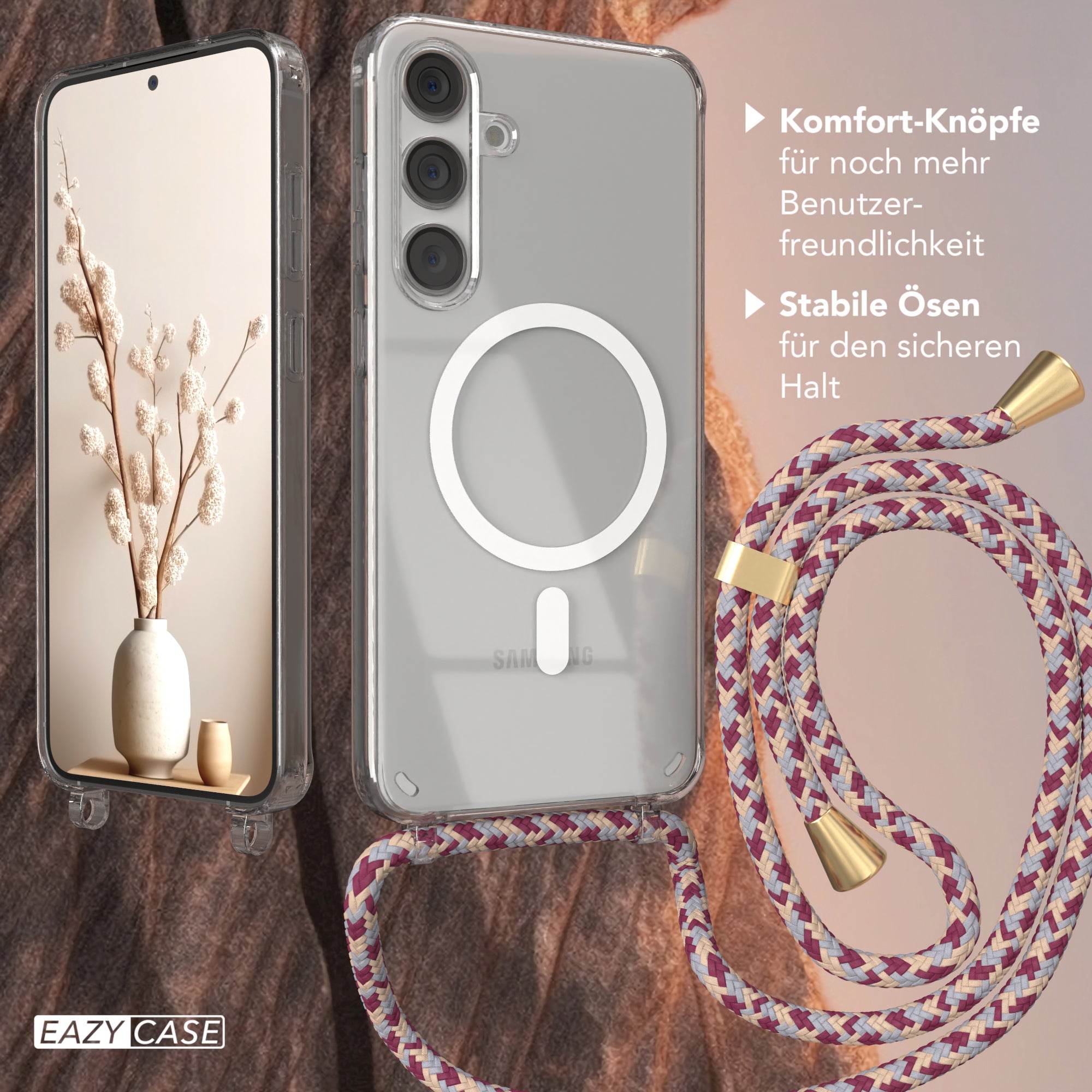 Galaxy S24 Plus transparente Hülle + Kordel mit MagSafe