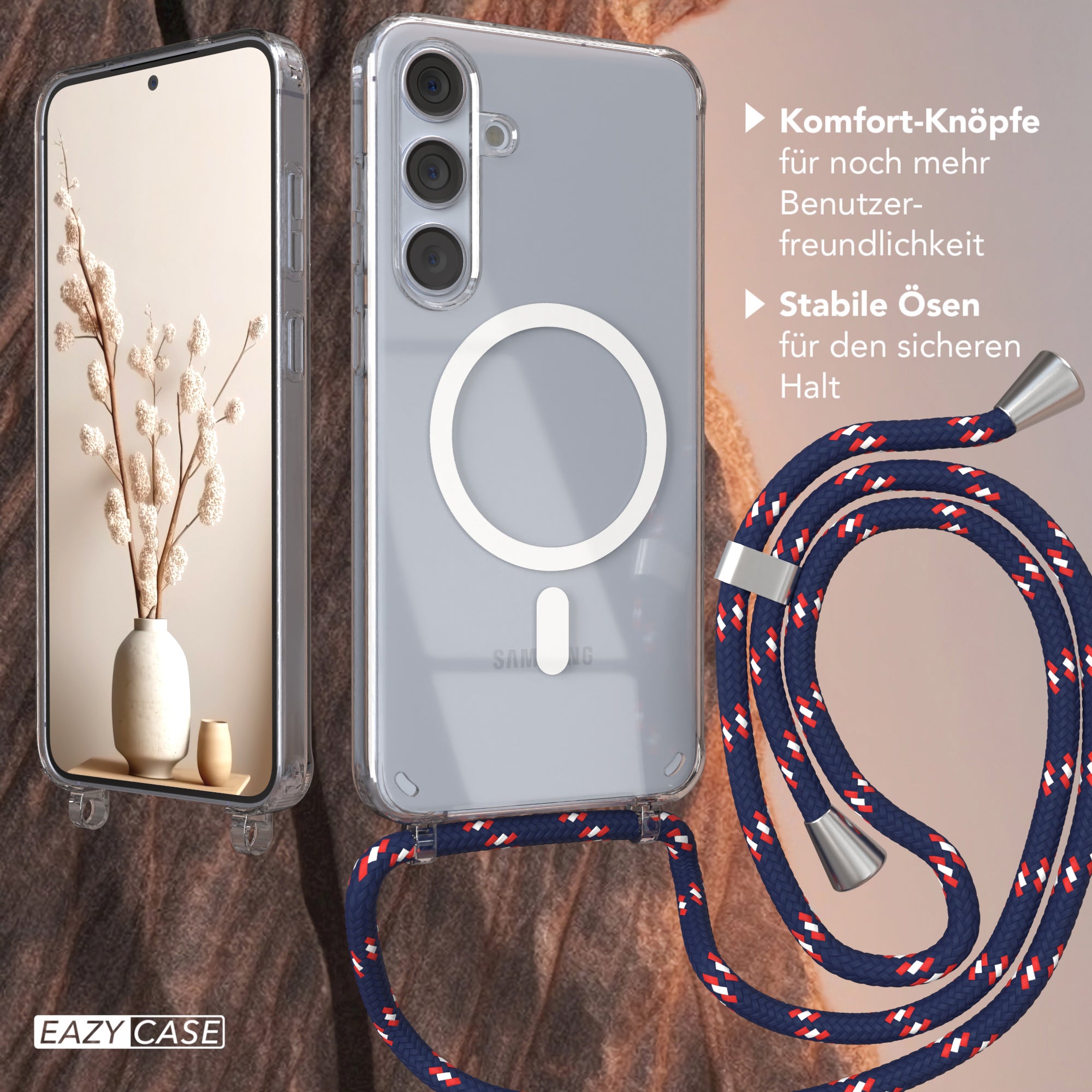 Galaxy S24 Plus transparente Hülle + Kordel mit MagSafe