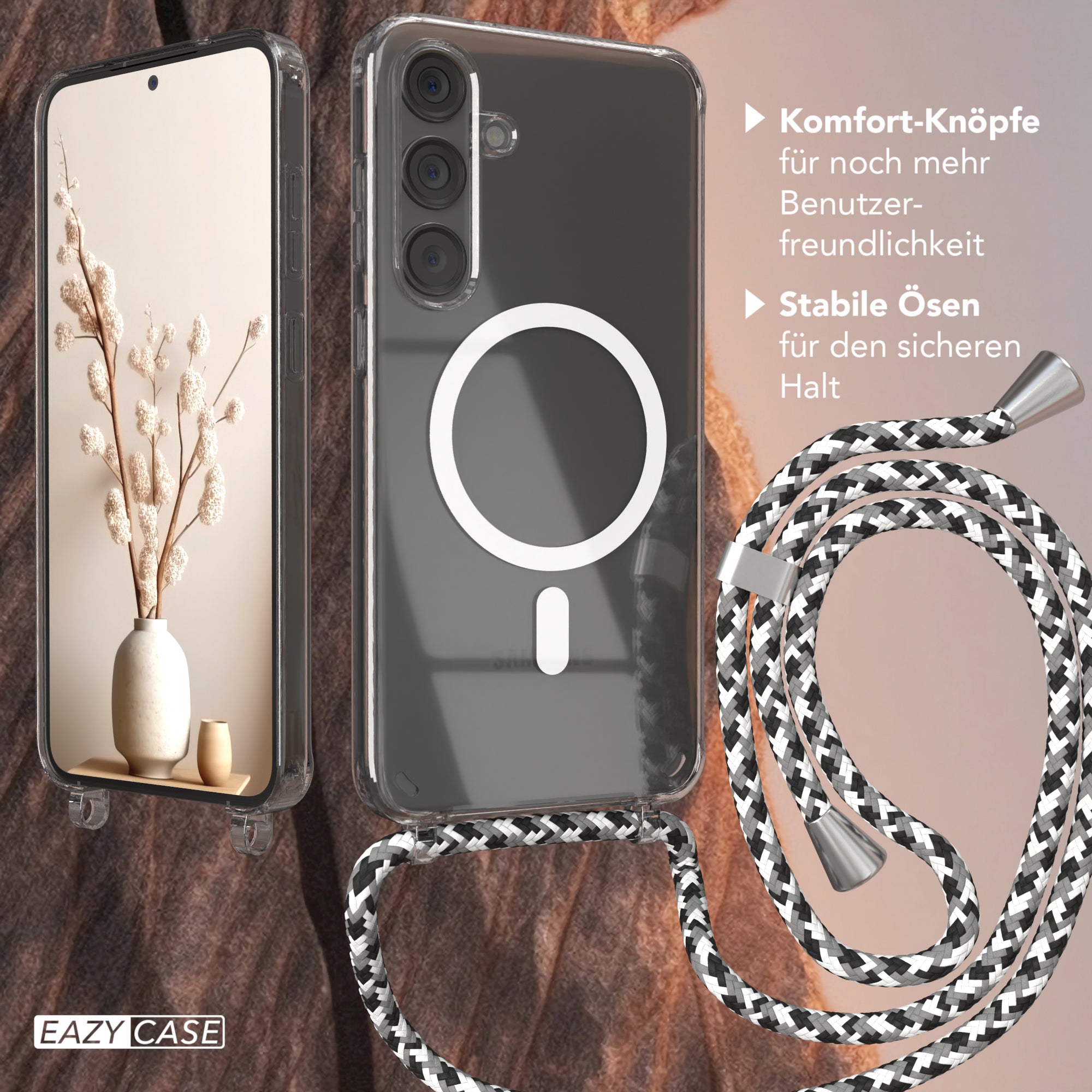 Galaxy S24 Plus transparente Hülle + Kordel mit MagSafe