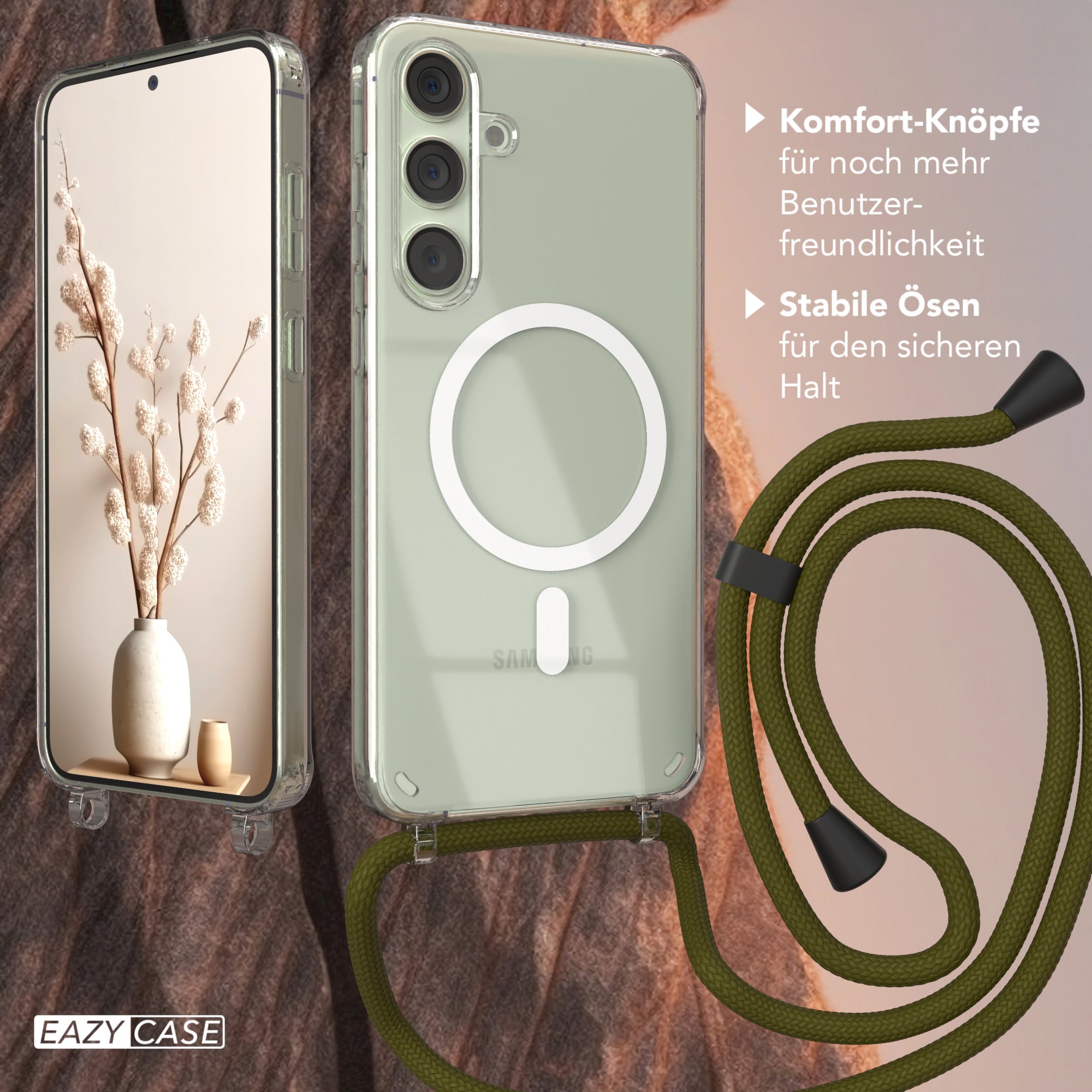 Galaxy S24 Plus transparente Hülle + Kordel mit MagSafe