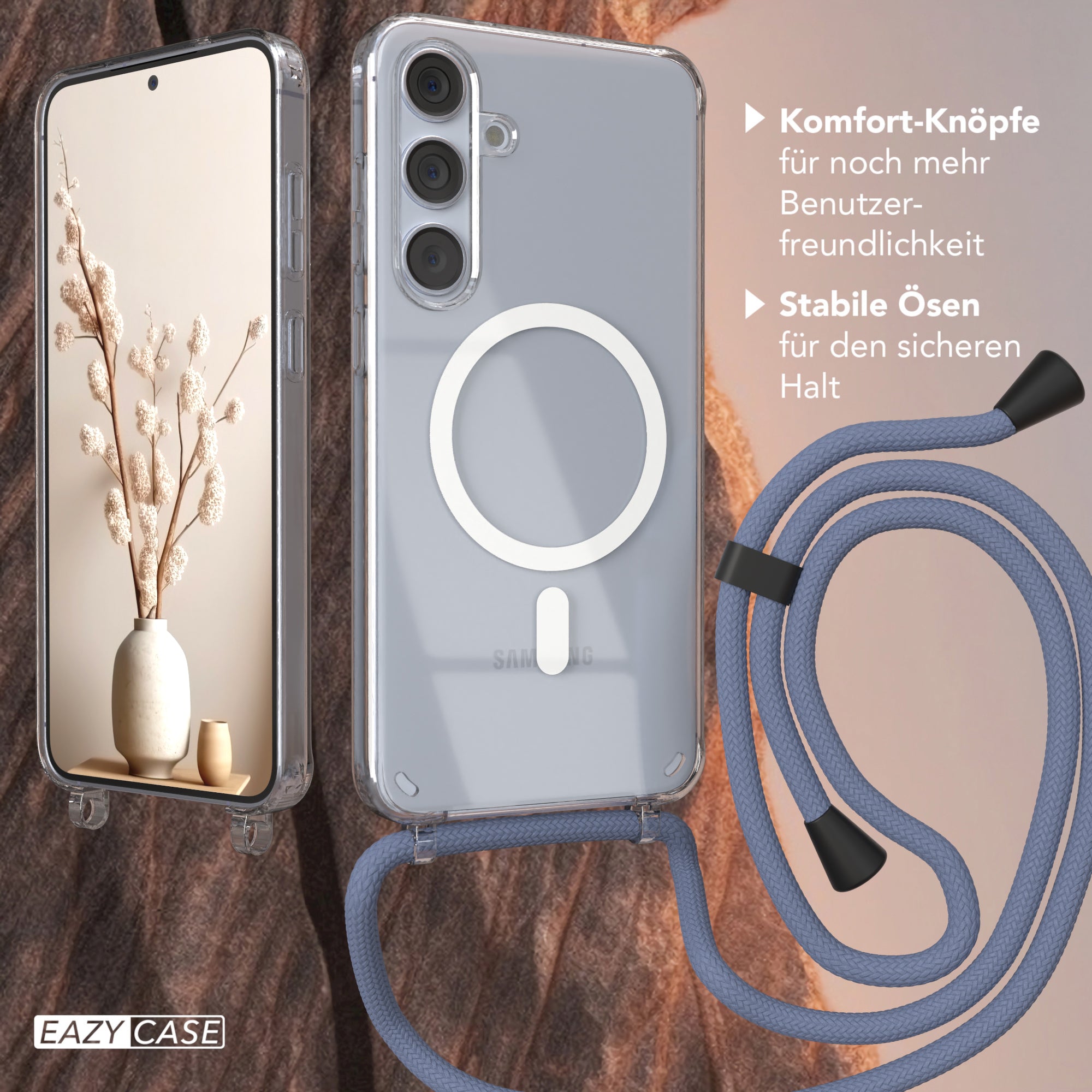 Galaxy S24 Plus transparente Hülle + Kordel mit MagSafe