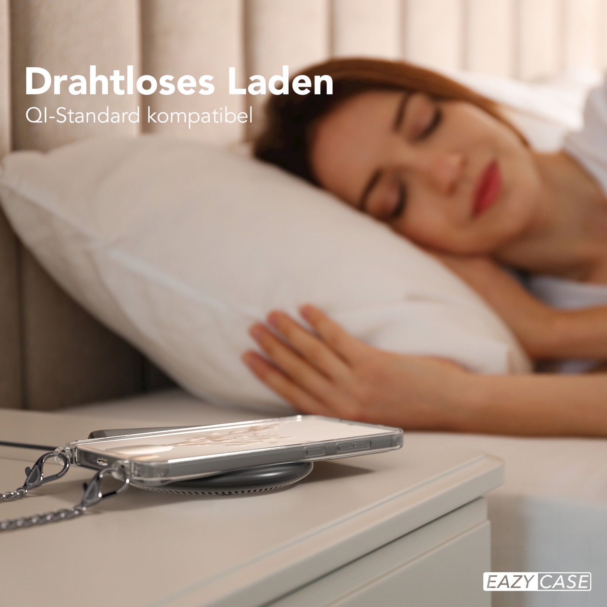 Galaxy S24 Plus Hülle mit Metallkette + Schwarze Kordel mit MagSafe