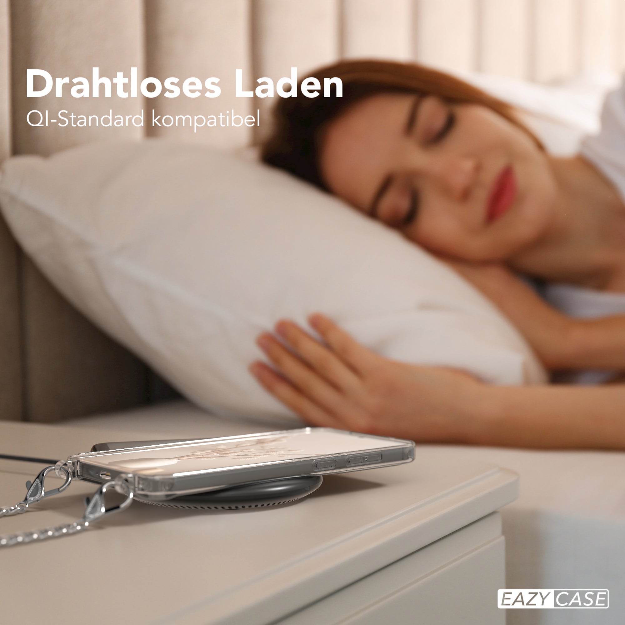 Galaxy S24 Plus Hülle mit Metallkette + Schwarze Kordel mit MagSafe