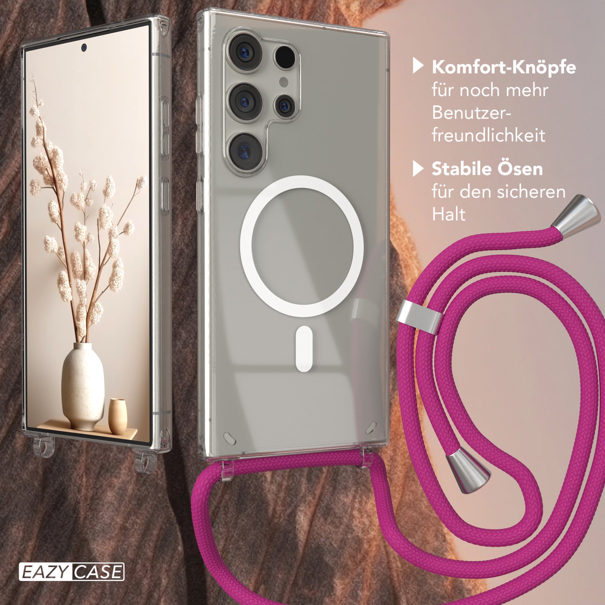 Galaxy S24 Ultra transparente Hülle + Kordel mit MagSafe