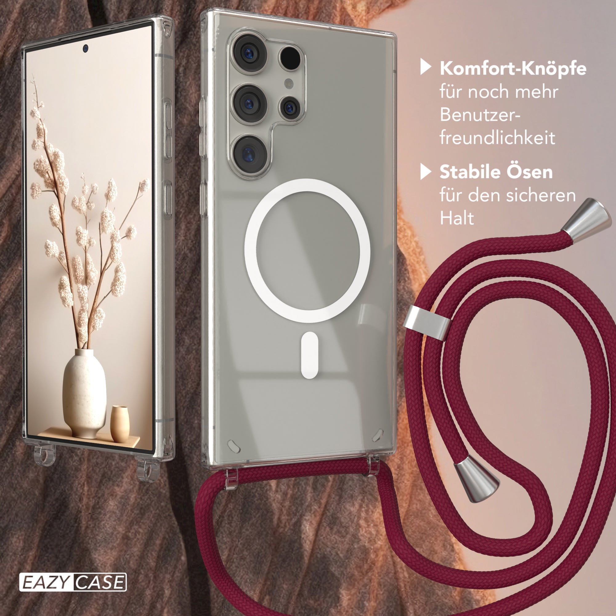 Galaxy S24 Ultra transparente Hülle + Kordel mit MagSafe