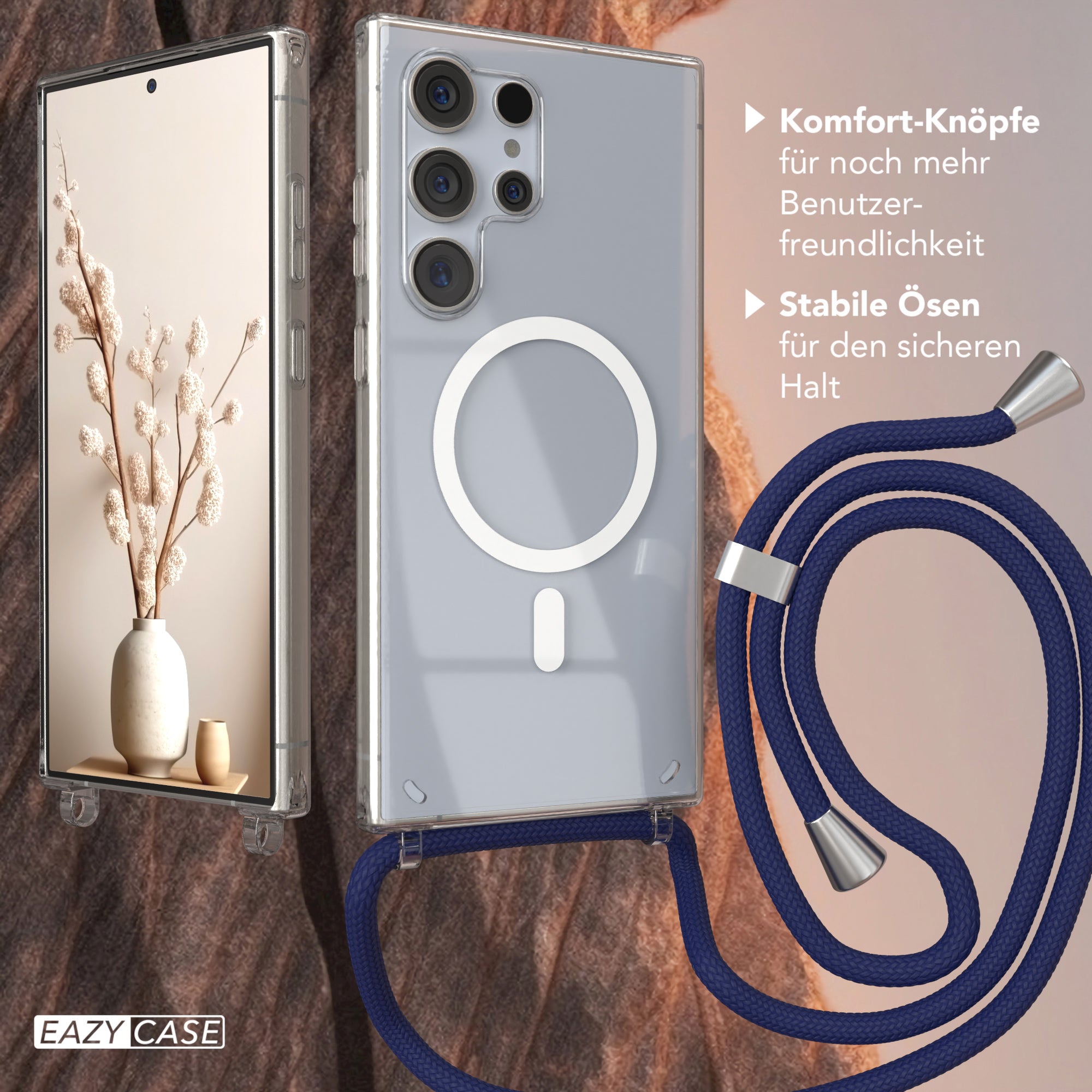 Galaxy S24 Ultra transparente Hülle + Kordel mit MagSafe
